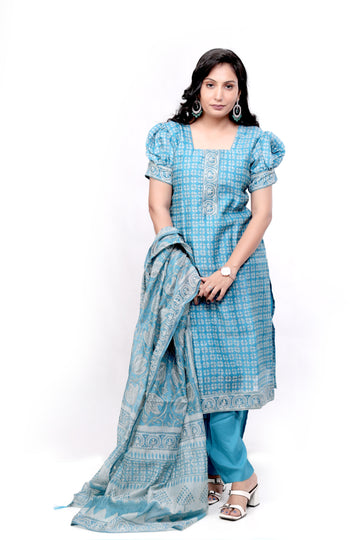 Stunning Kantha Work Salwar Set - Blue