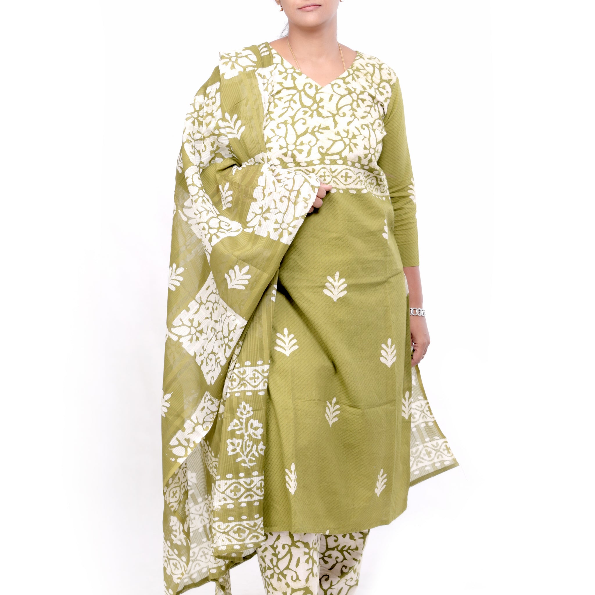Batik Print Cotton Salwar set - Green
