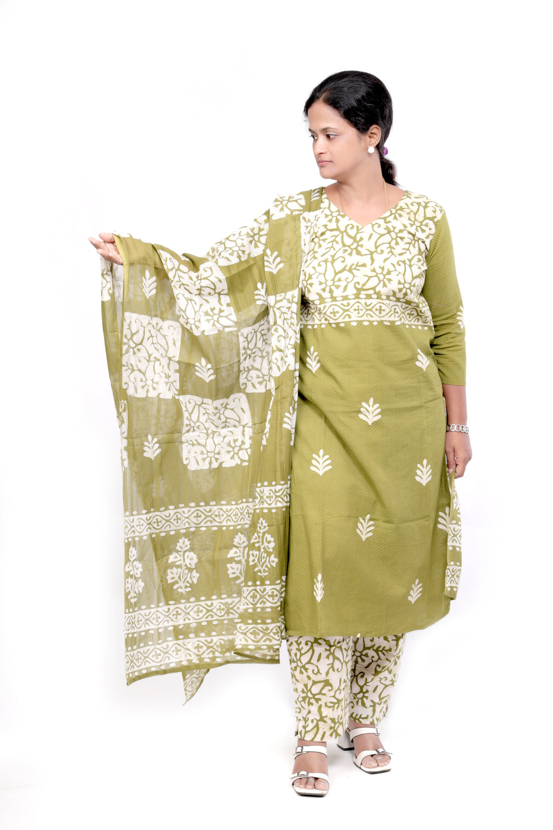 Batik Print Cotton Salwar set - Green