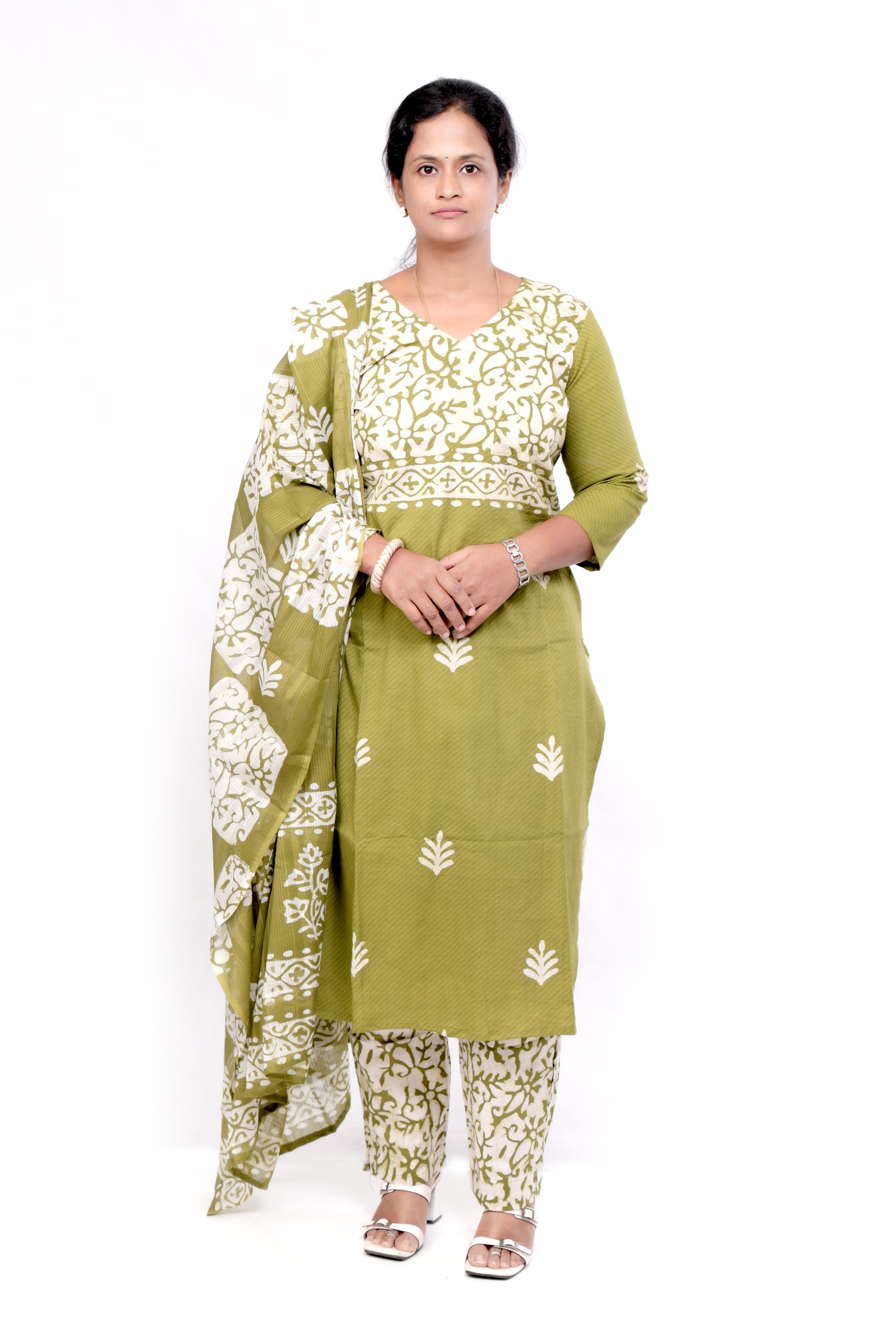 Batik Print Cotton Salwar set - Green