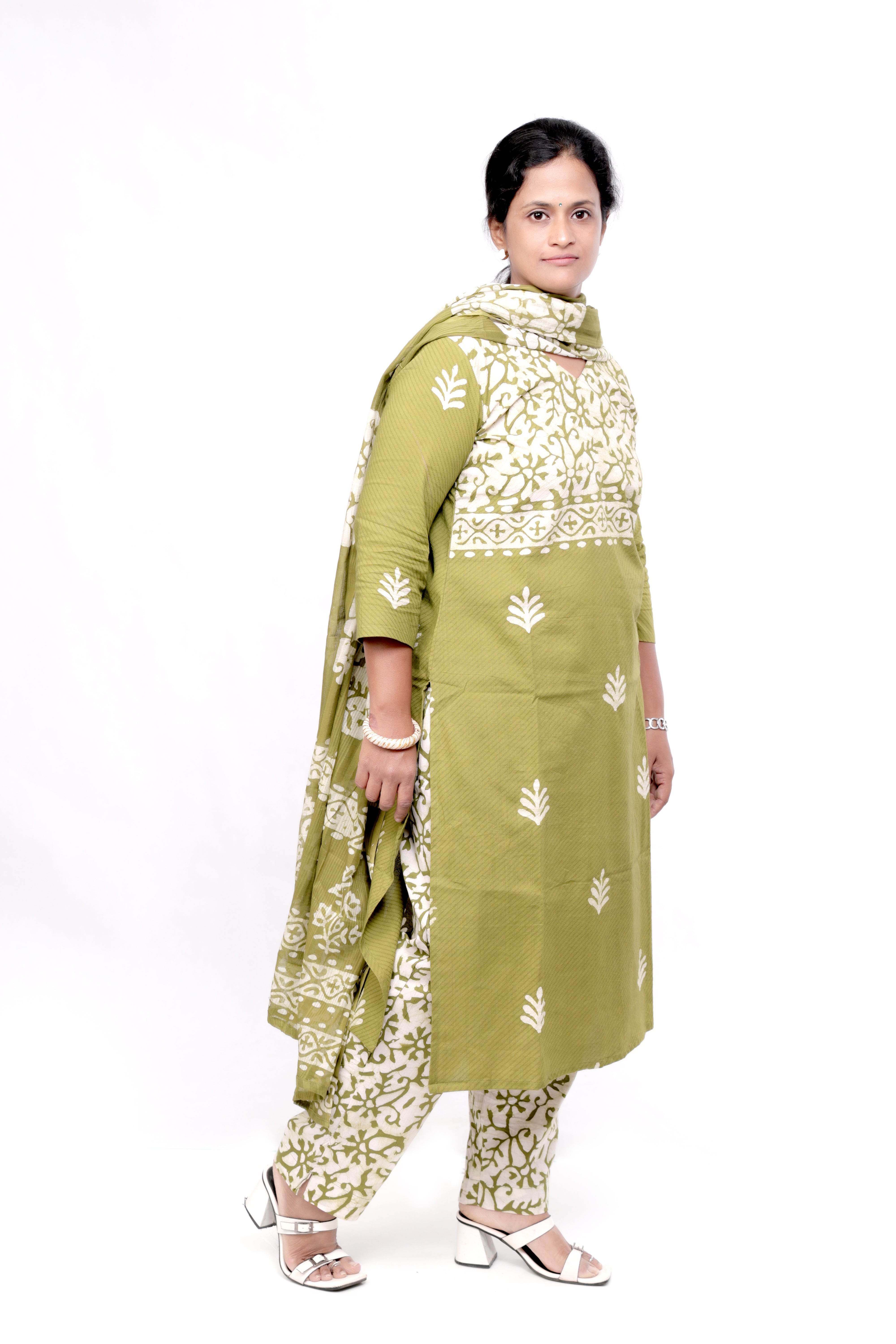 Batik Print Cotton Salwar set - Green