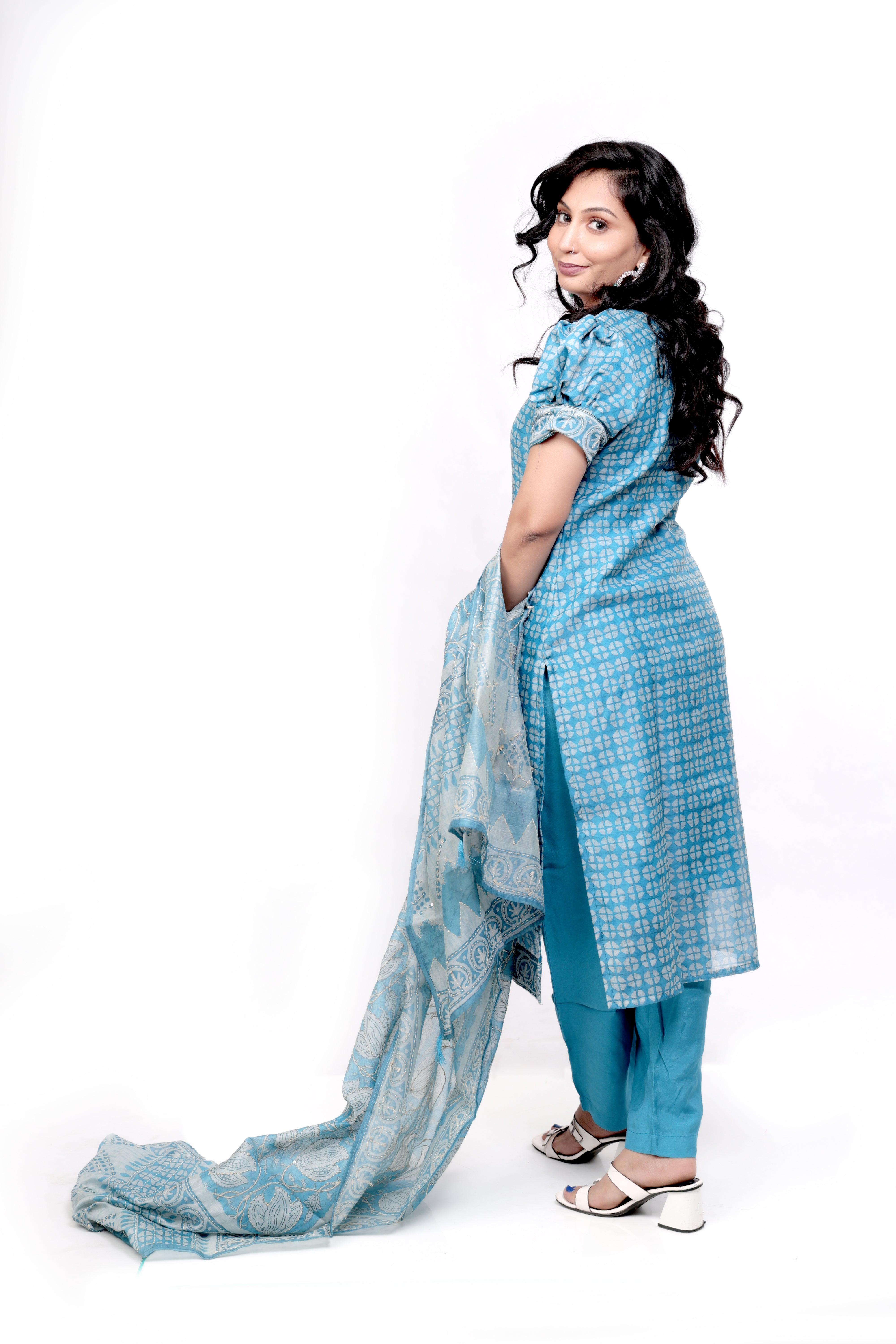 Stunning Kantha Work Salwar Set - Blue