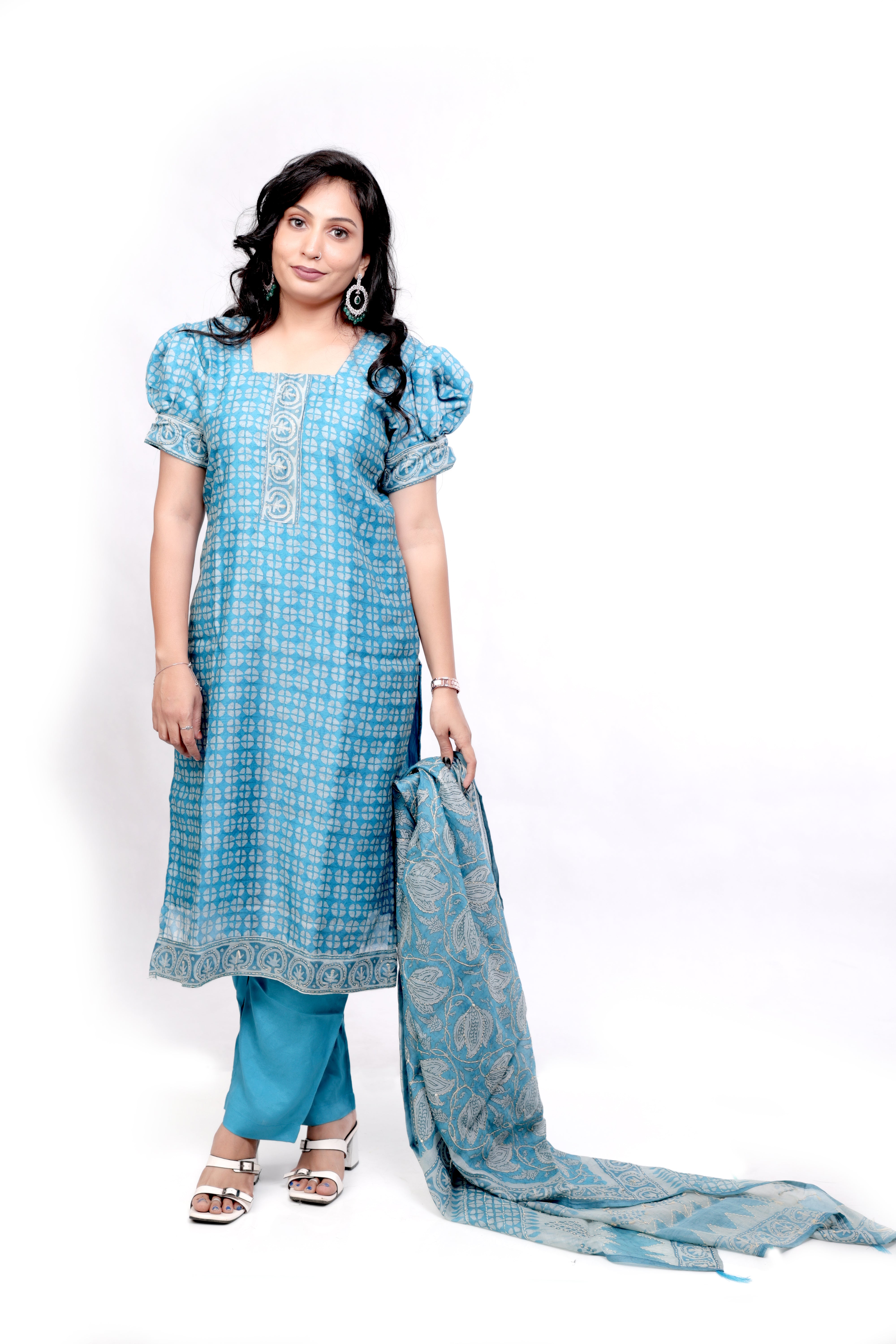 Stunning Kantha Work Salwar Set - Blue