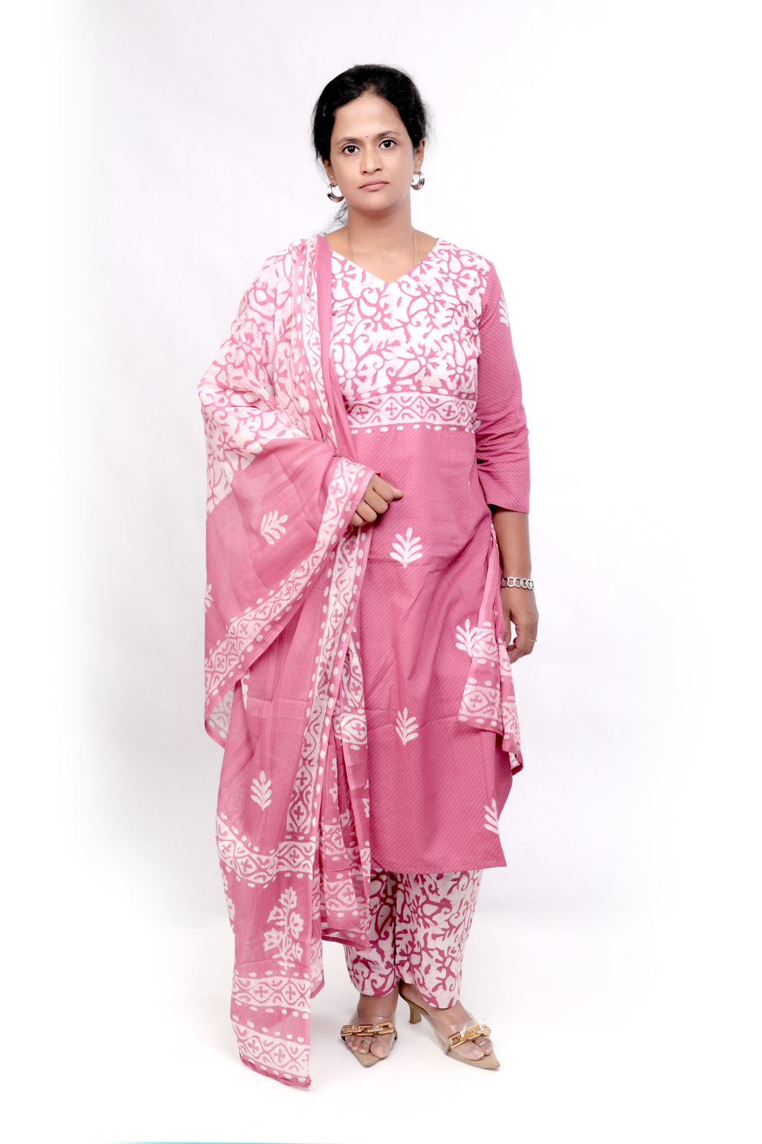 Batik Print Cotton Salwar set - Pink