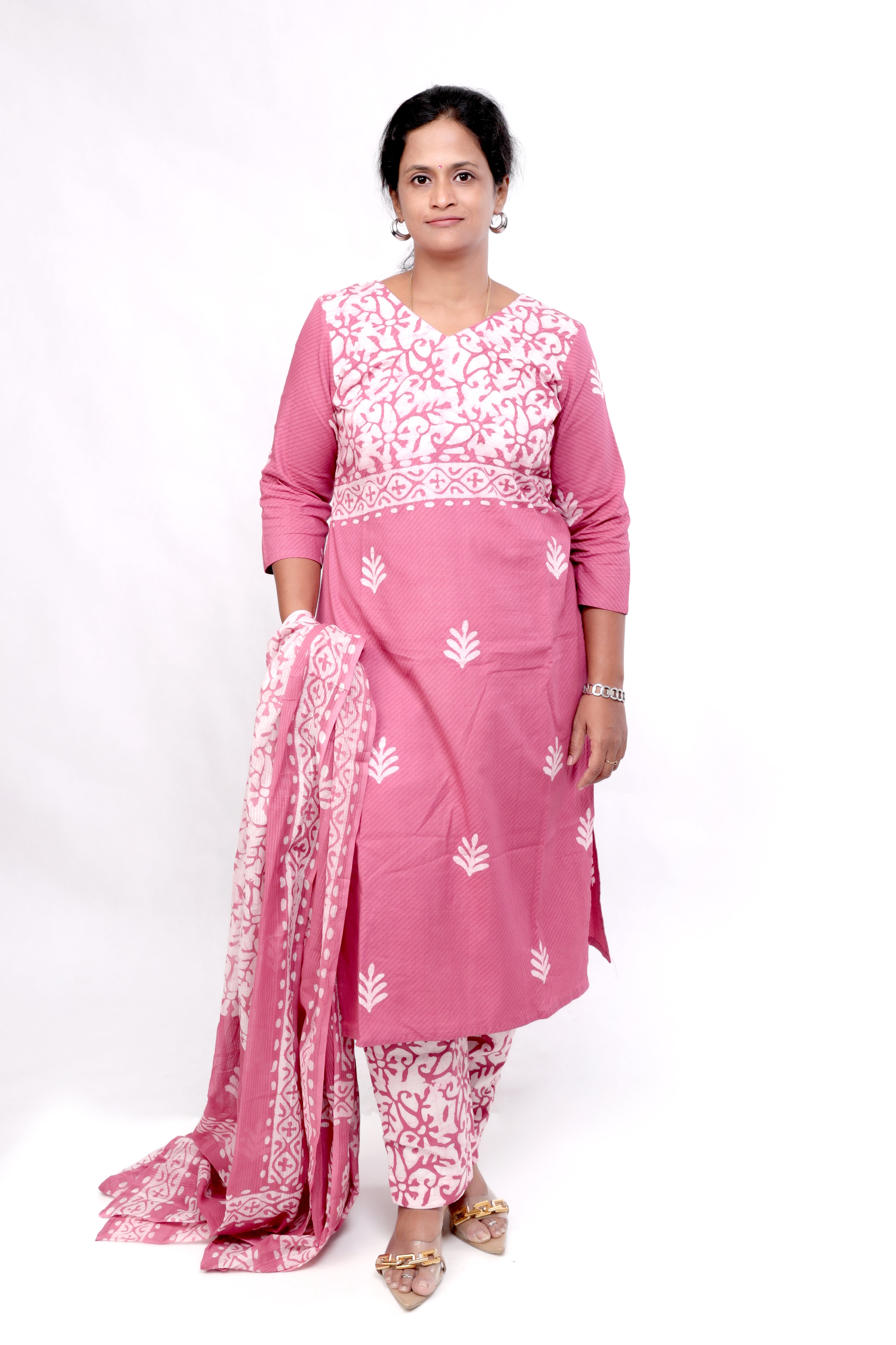 Batik Print Cotton Salwar set - Pink
