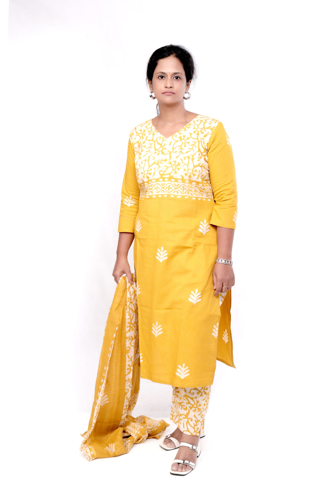 Batik Print Cotton Salwar set - Mustard