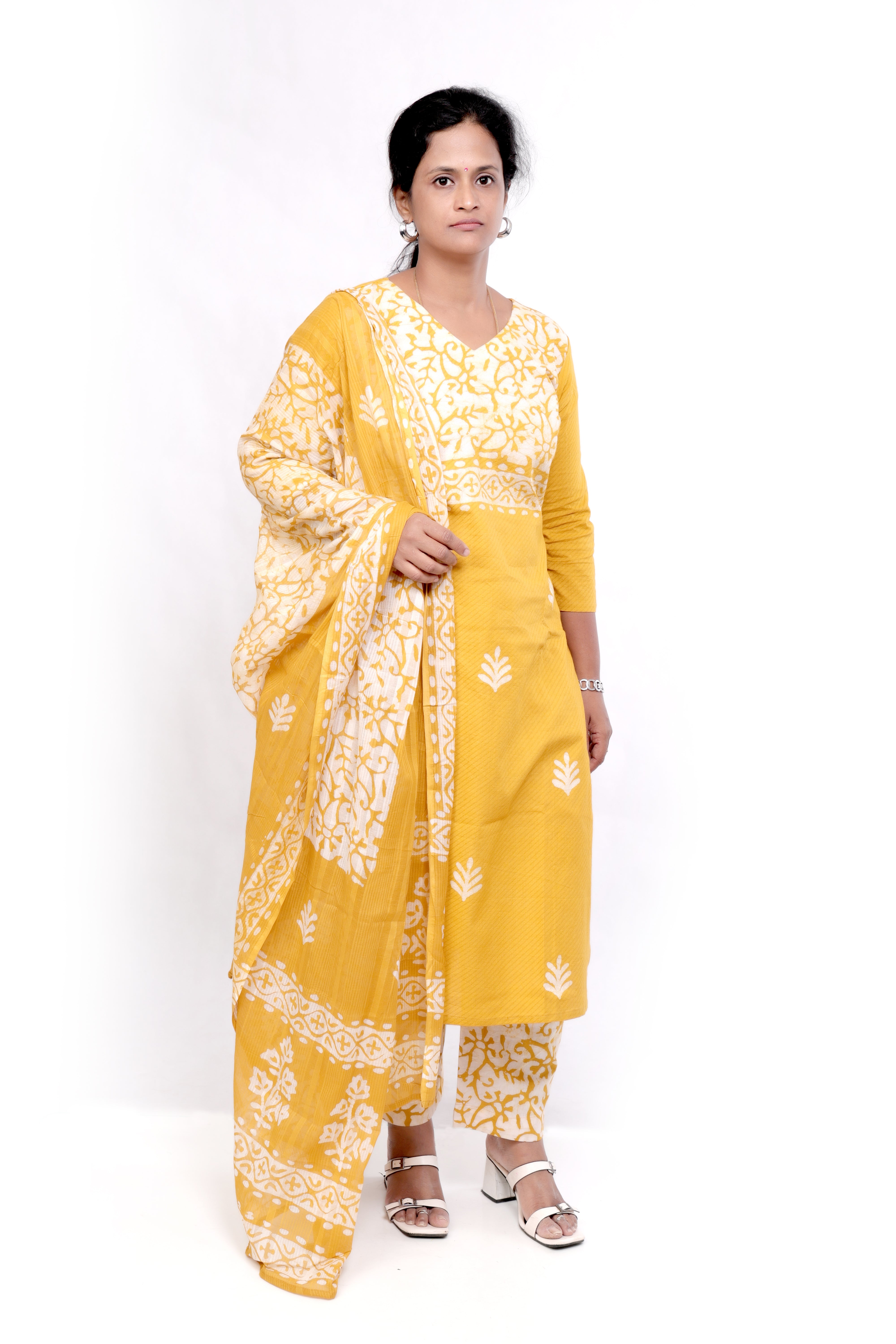 Batik Print Cotton Salwar set - Mustard