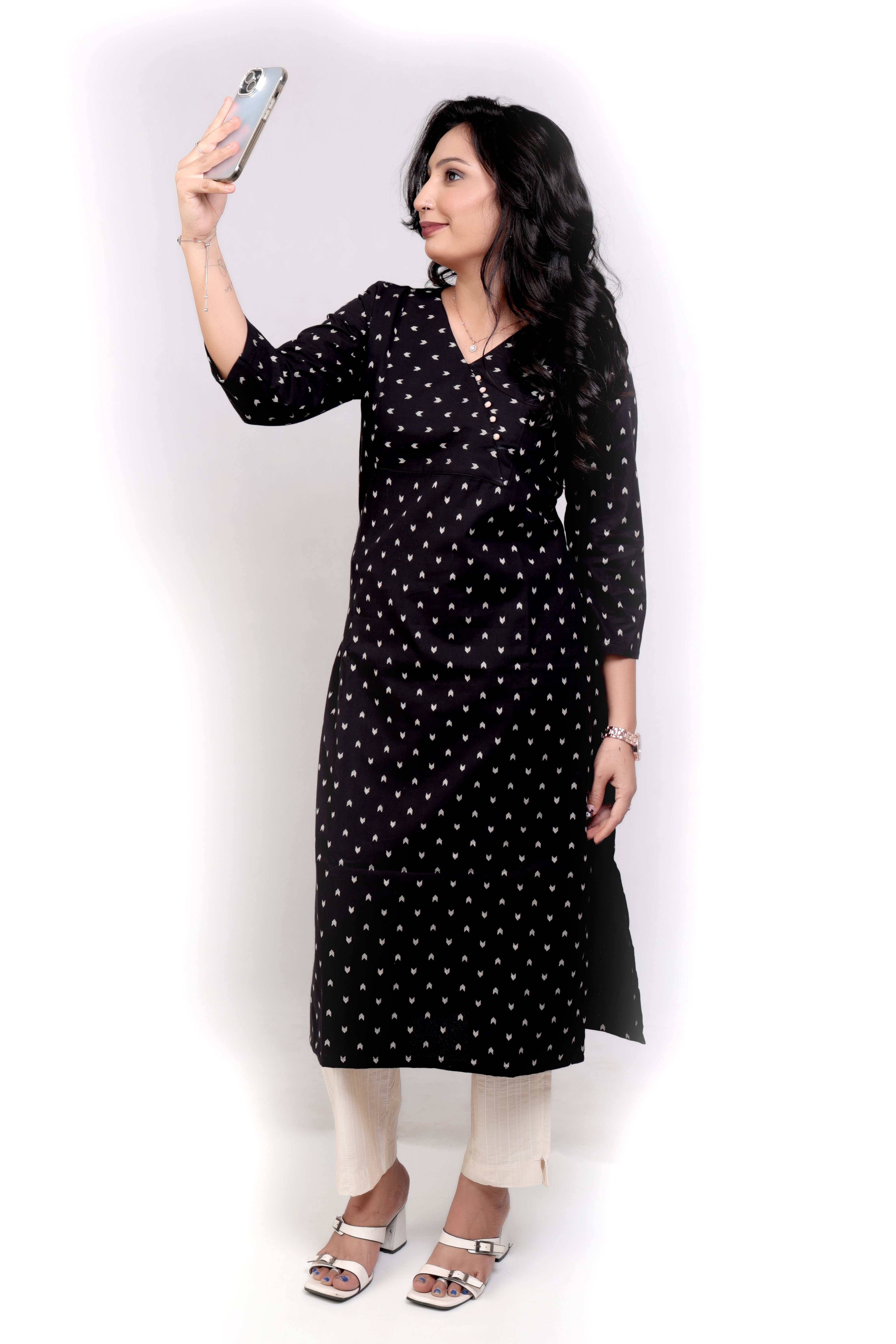 Black Handloom cotton Kurta