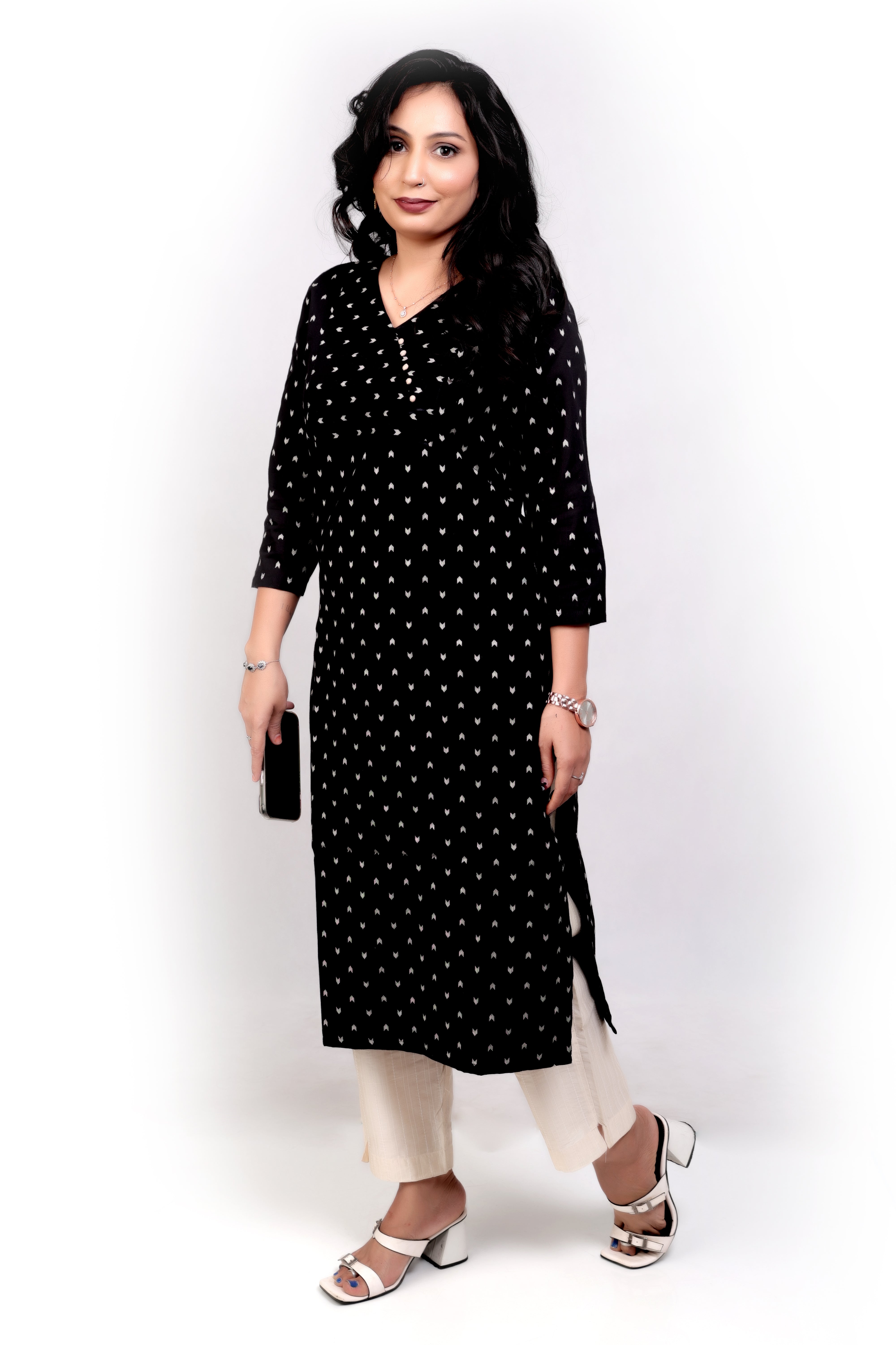 Black Handloom cotton Kurta
