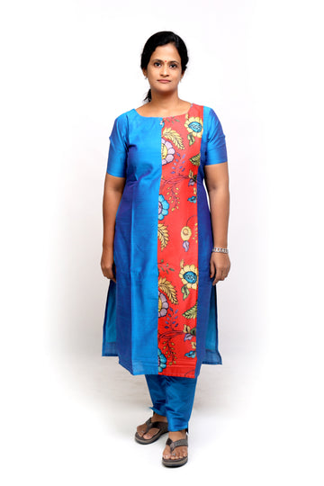 Bright Blue Raw Silk Kurta Set