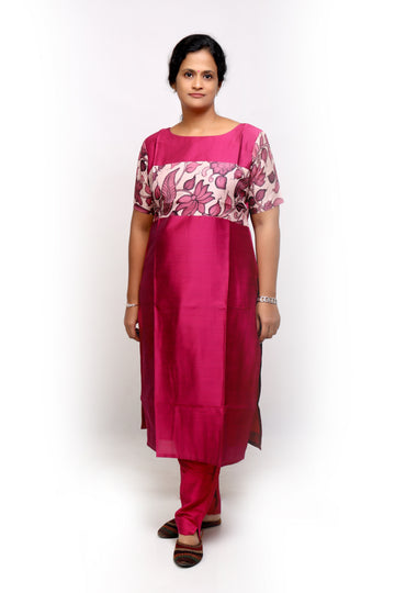 Deep Pink Raw Silk Kurta Set