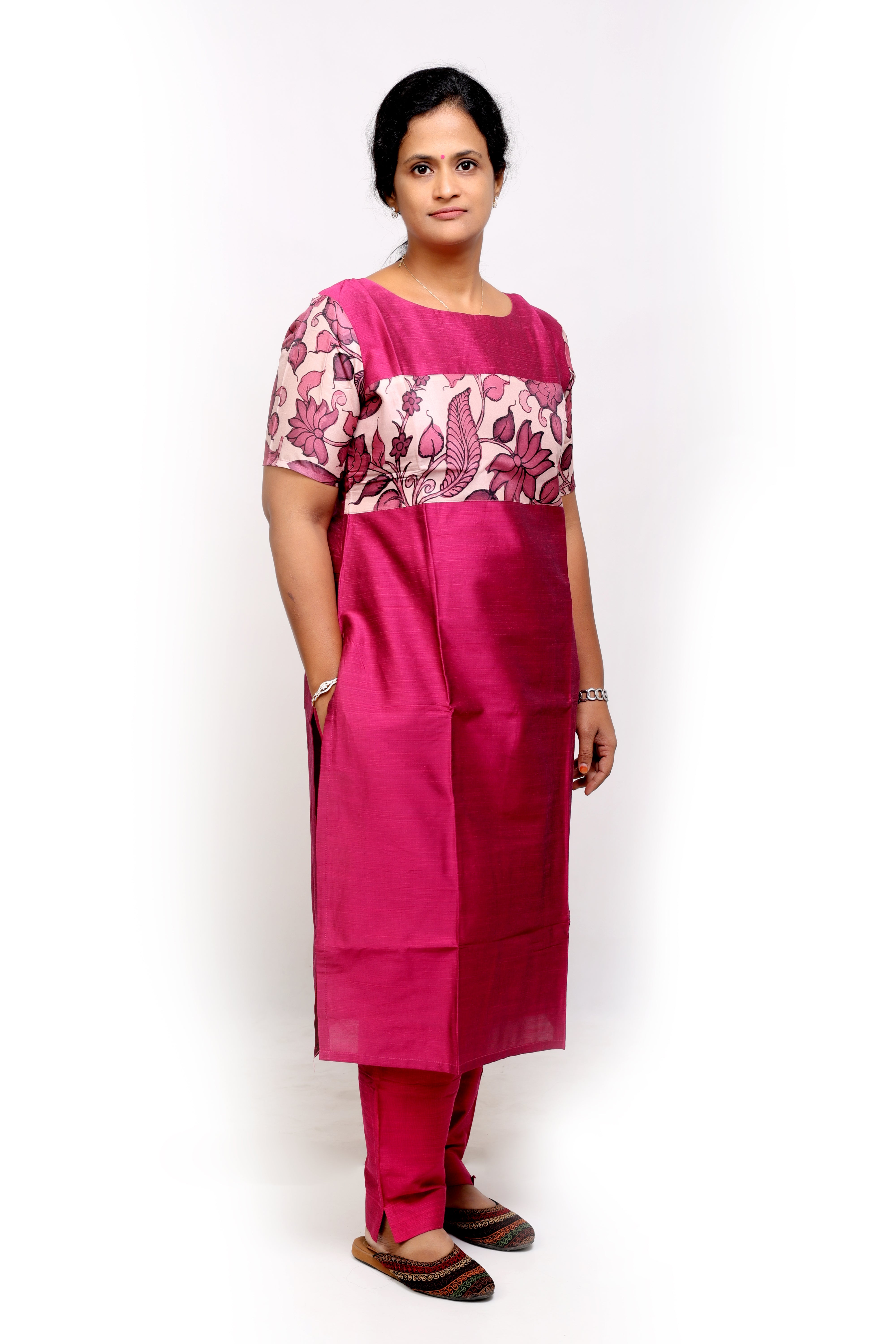 Deep Pink Raw Silk Kurta Set