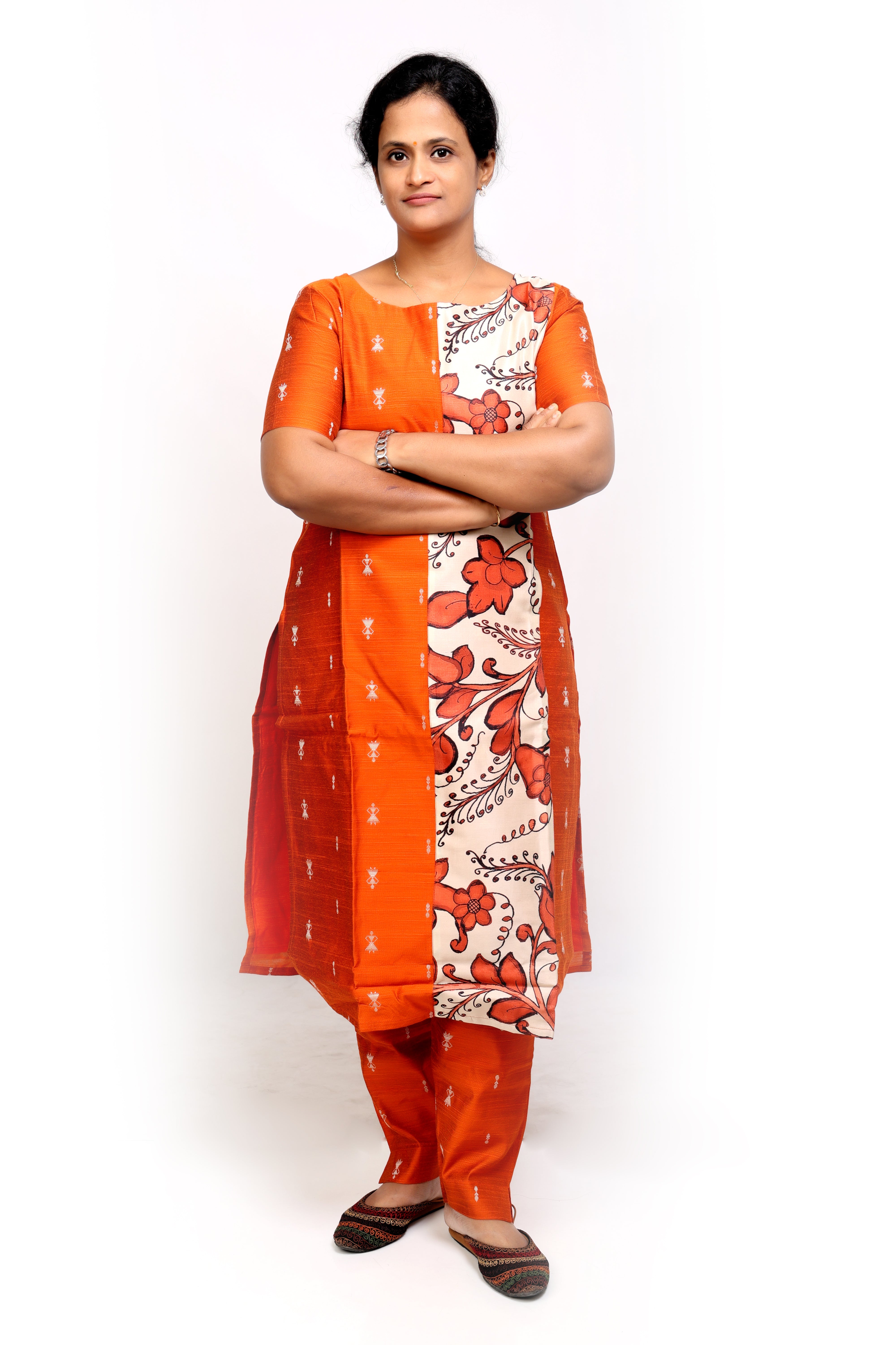 Orange Raw Silk Kurta Set