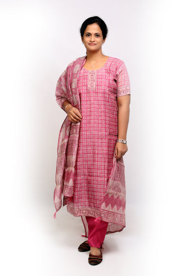 Stunning Kantha work Salwar Set - Pink