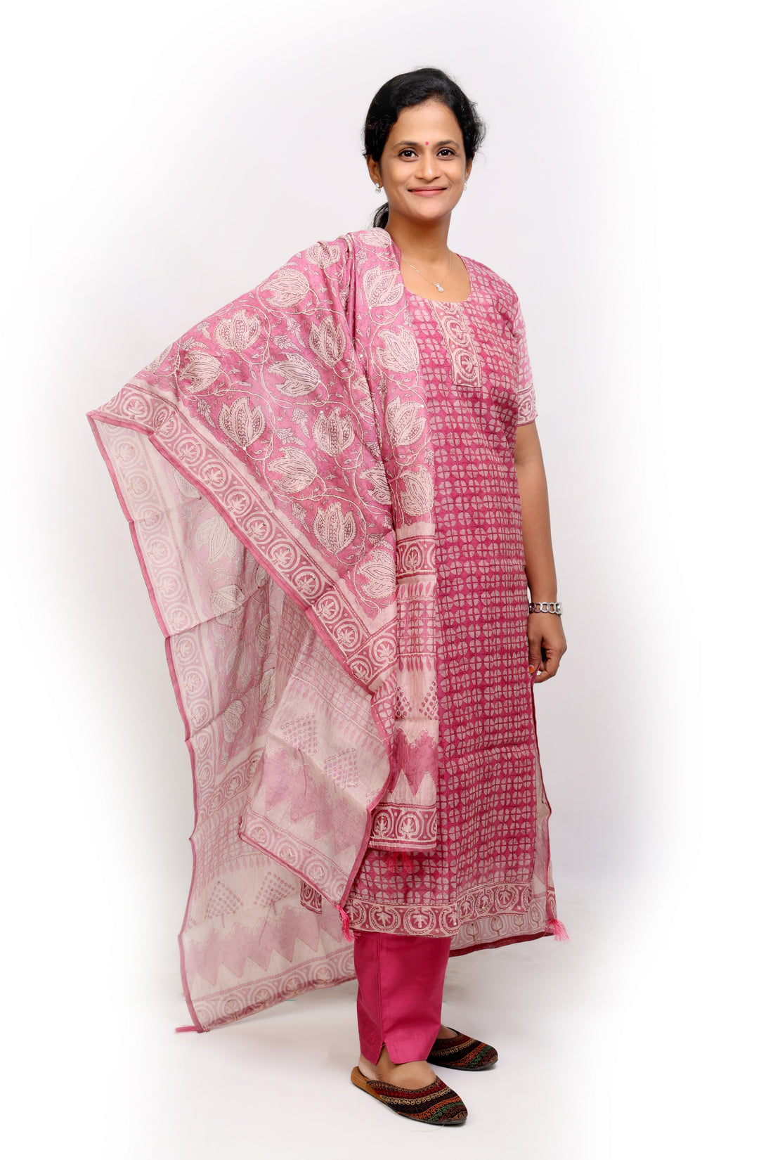 Stunning Kantha work Salwar Set - Pink