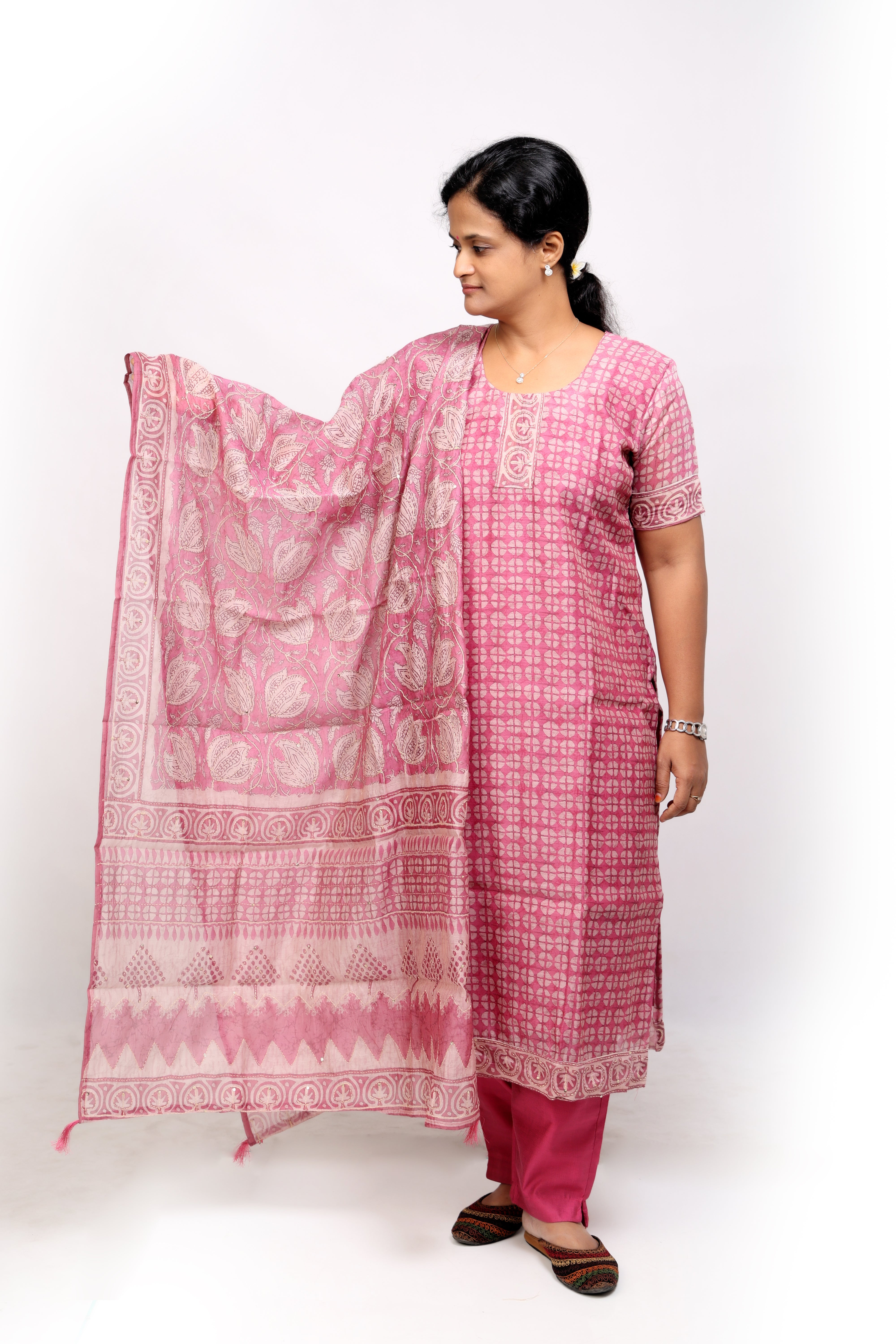 Stunning Kantha work Salwar Set - Pink