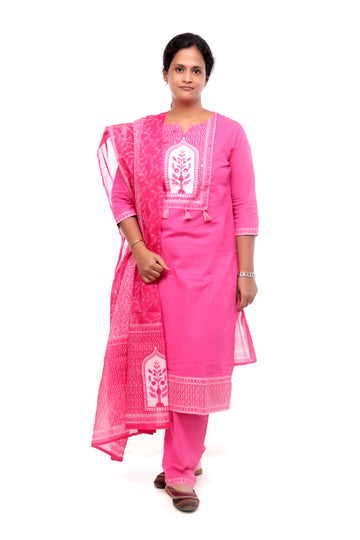 Candy Pink Cotton Salwar Set