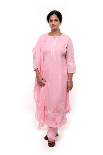 Baby Pink Embroidered Cotton Salwar Set