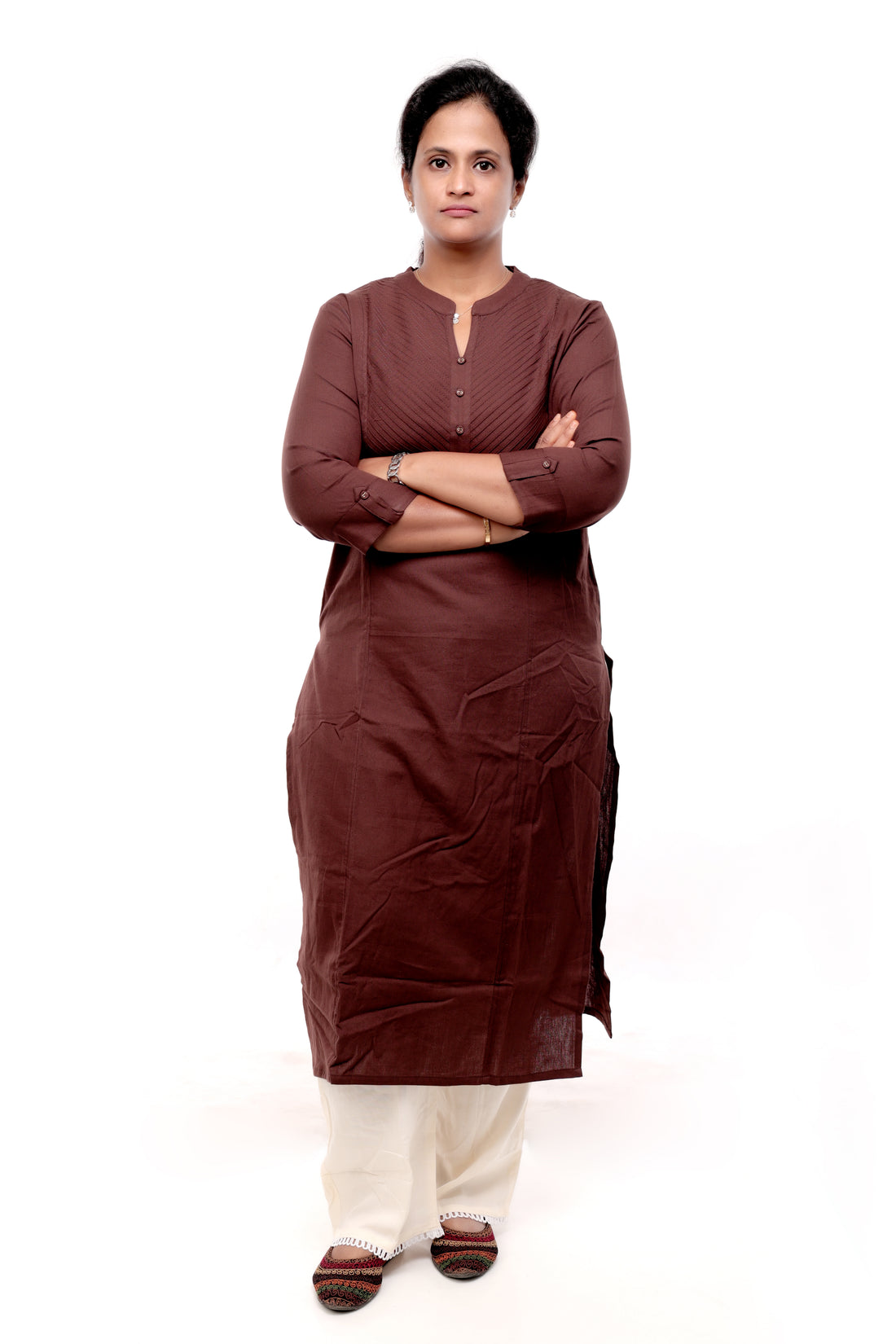 Brown Plain Cotton Kurta