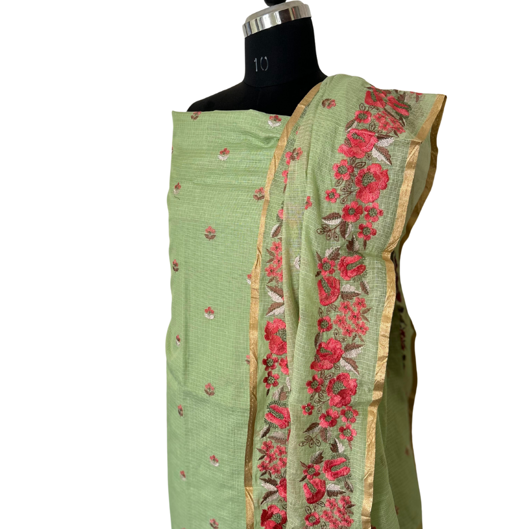 Kota Cotton Unstitched Salwar set - Light Green
