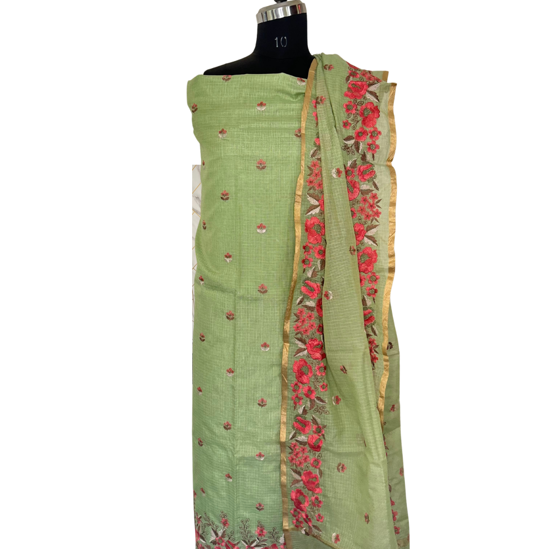 Kota Cotton Unstitched Salwar set - Light Green