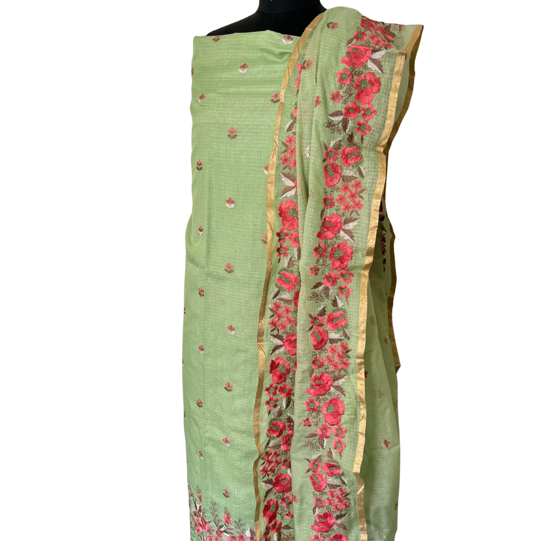Kota Cotton Unstitched Salwar set - Light Green