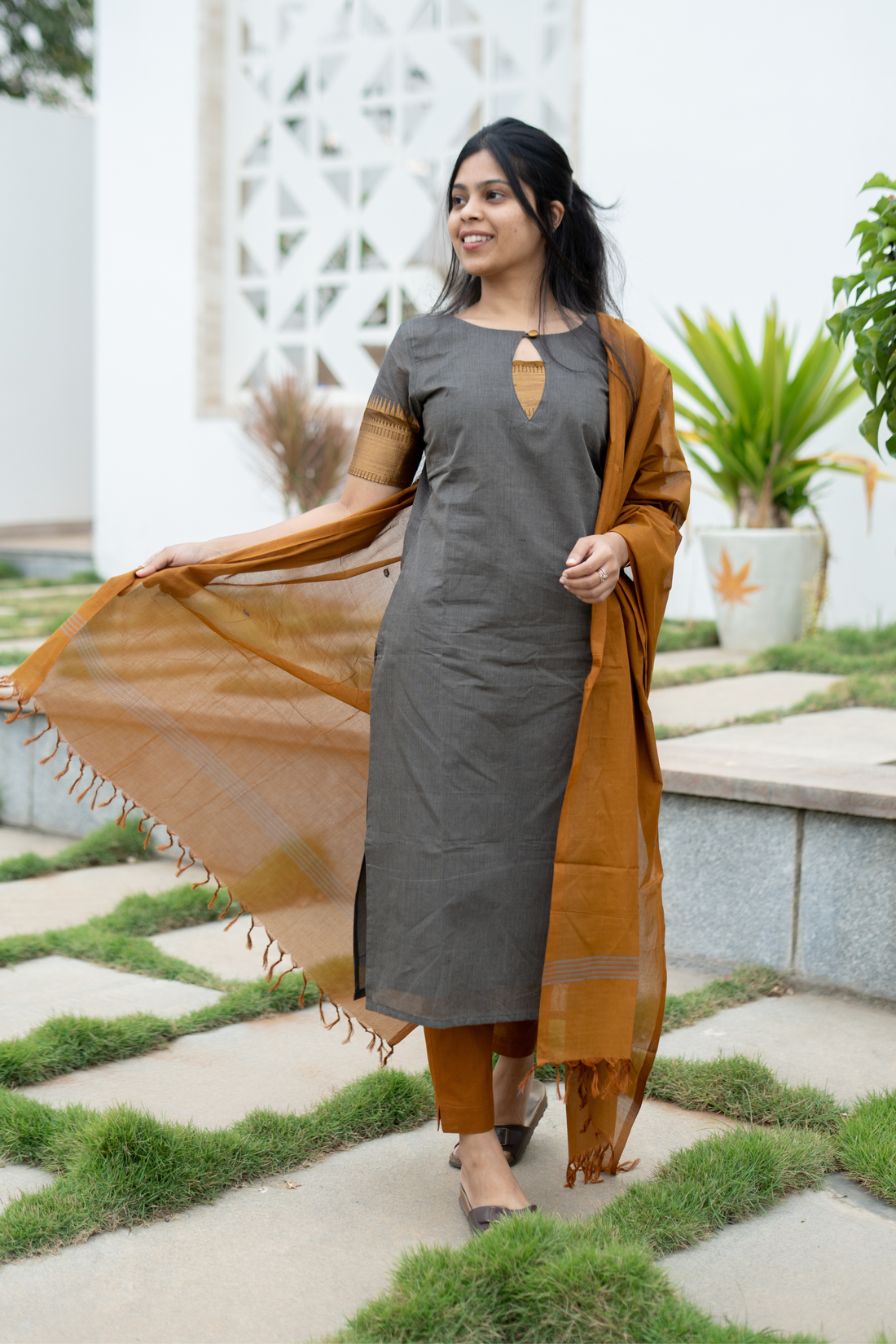 Grey Cotton Salwar Set