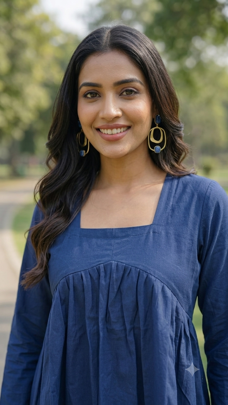 Navy Blue Peplum Top