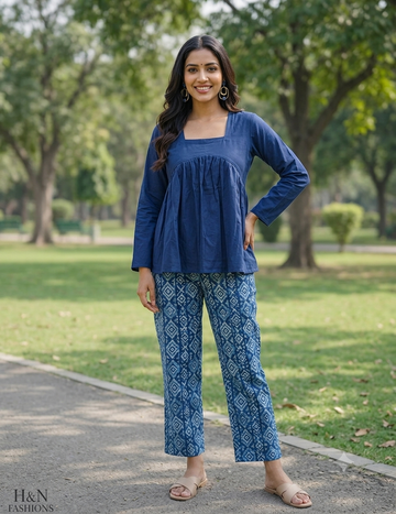Navy Blue Peplum Top