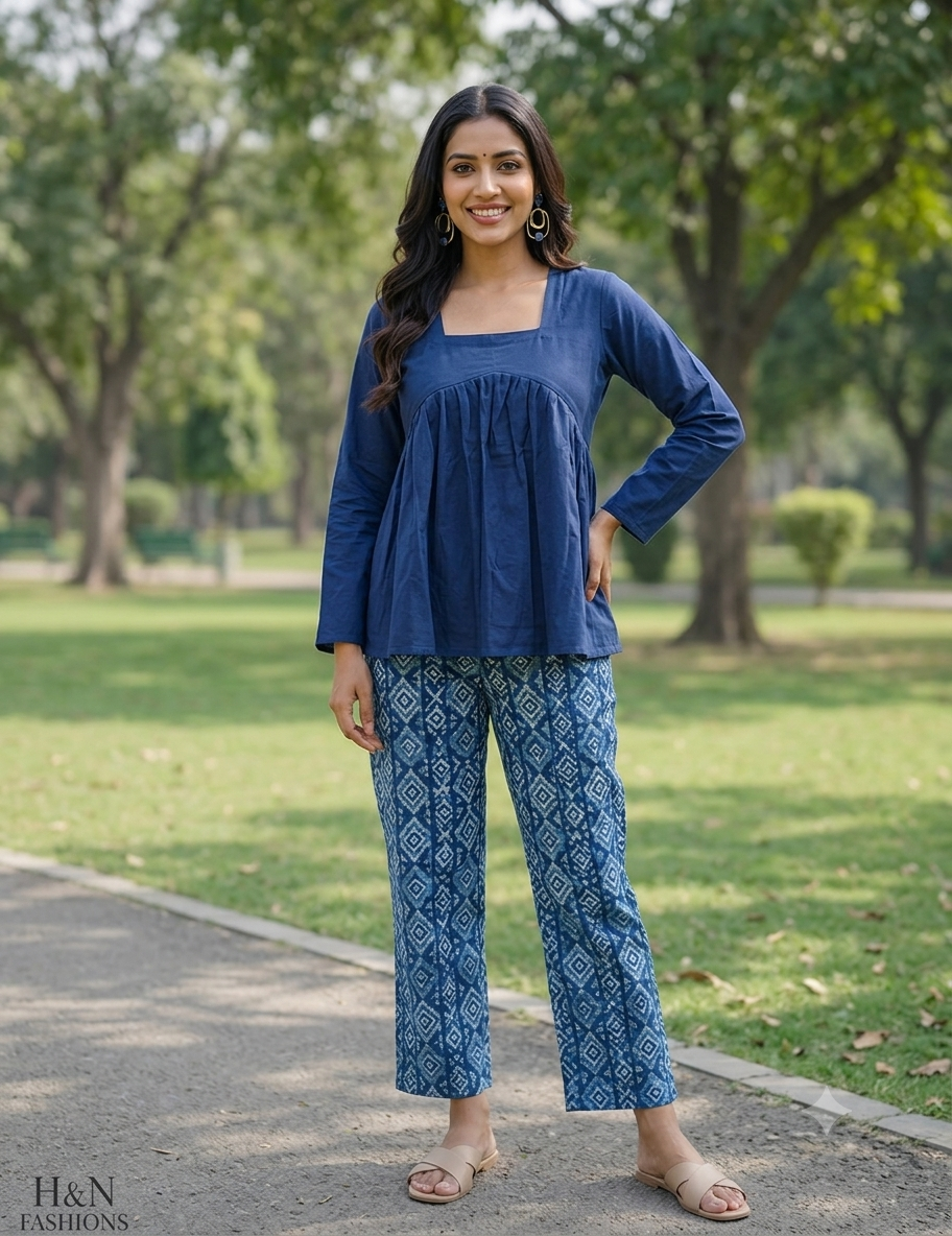 Navy Blue Peplum Top