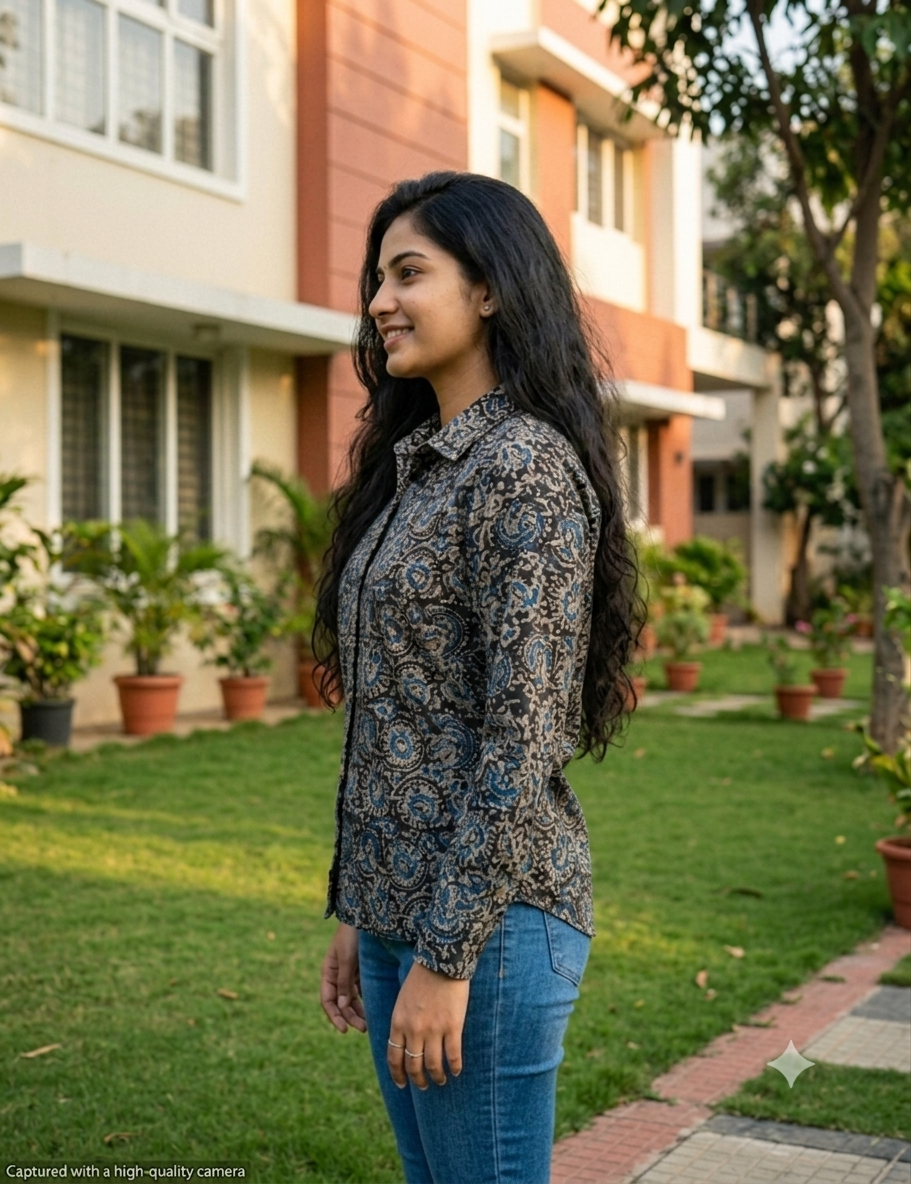 Black Kalamkari Cotton Shirt