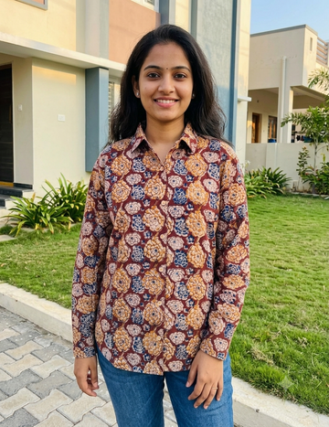 Brown Kalamkari Cotton Shirt