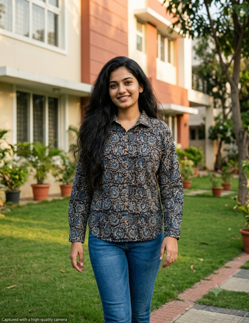 Black Kalamkari Cotton Shirt