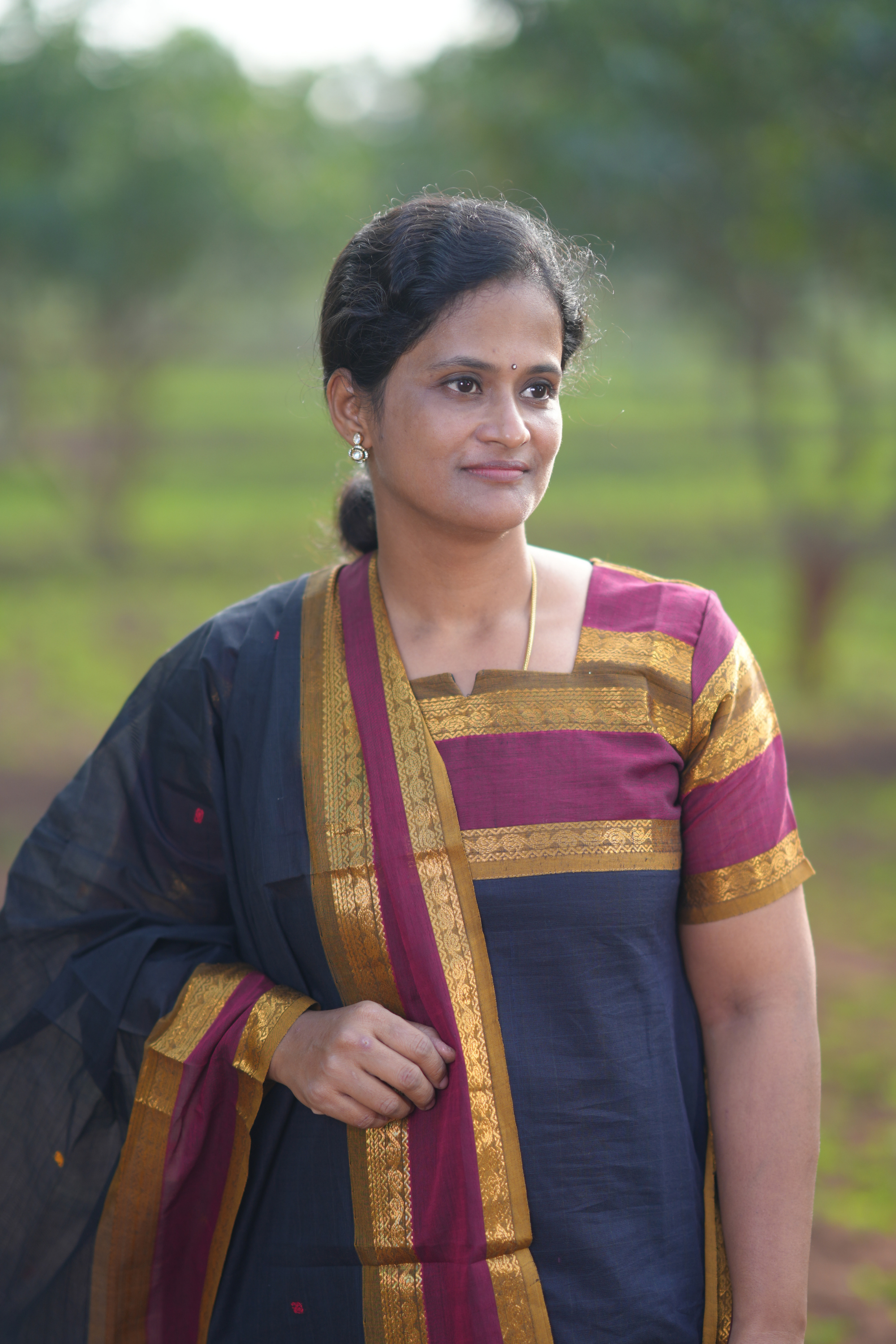 Black Cotton Salwar Set with Contrast Border