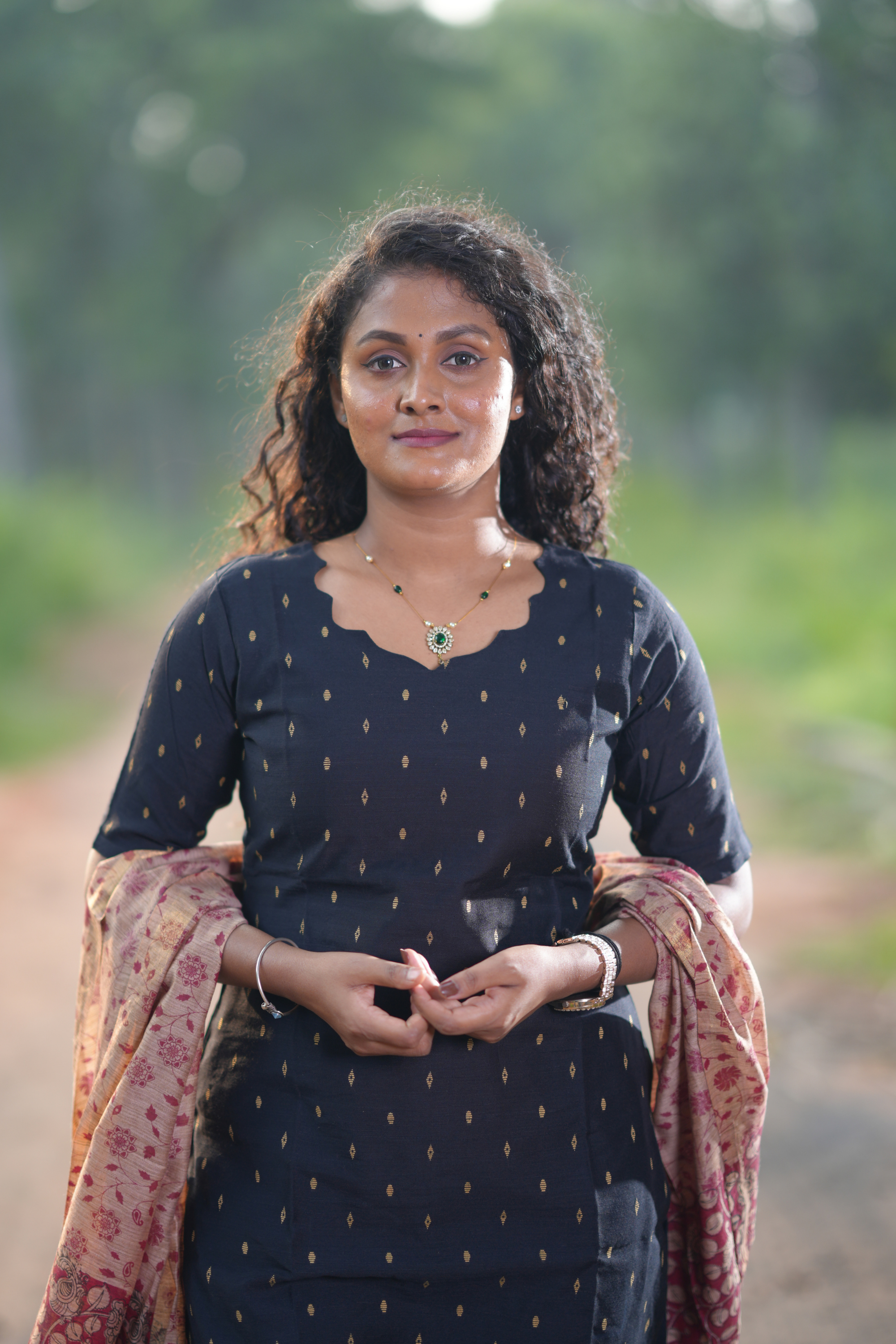 Black Raw Silk Salwar Set with contrast bottom and printed dupatta