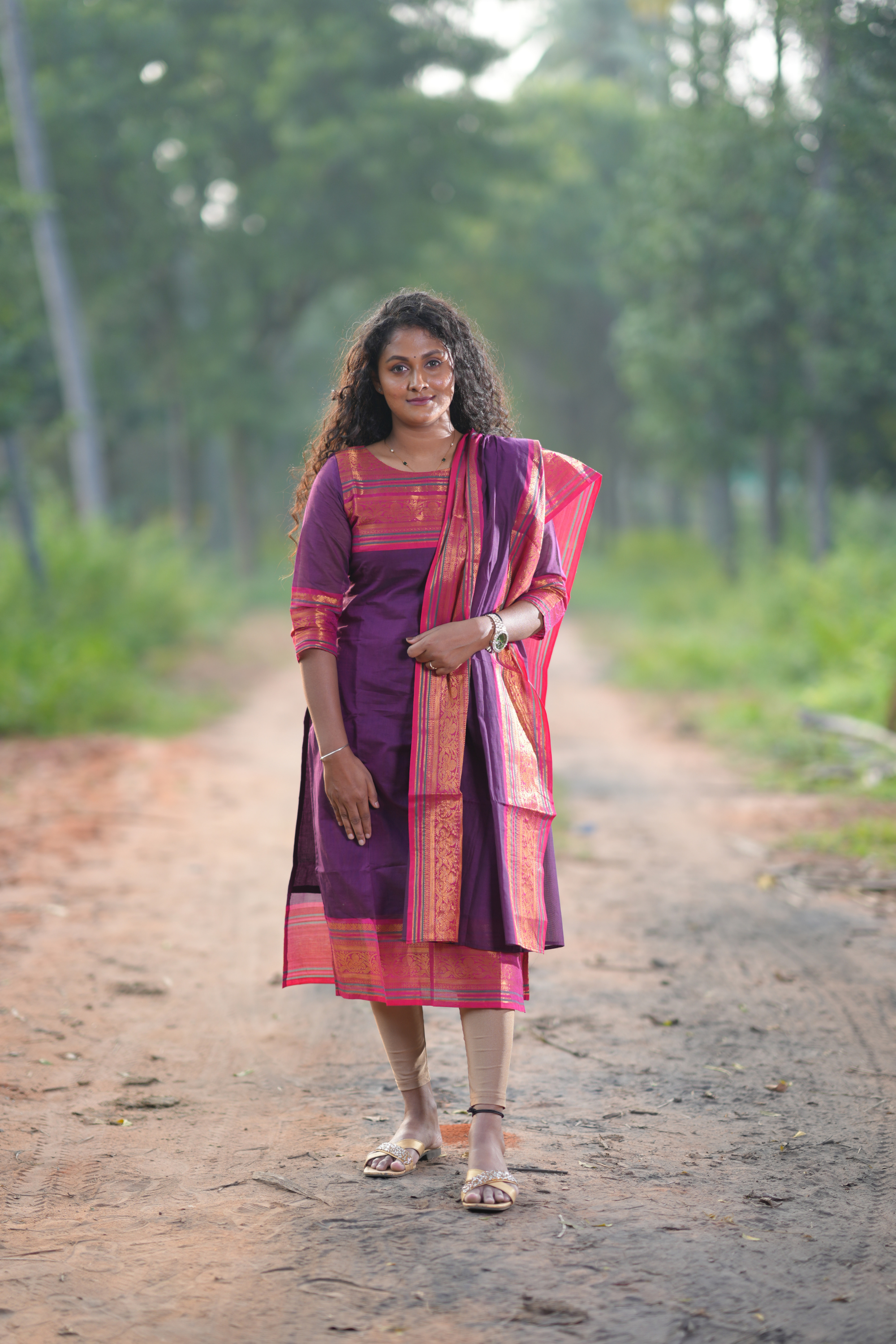 Premium Purple Cotton Kurta and Dupatta Set