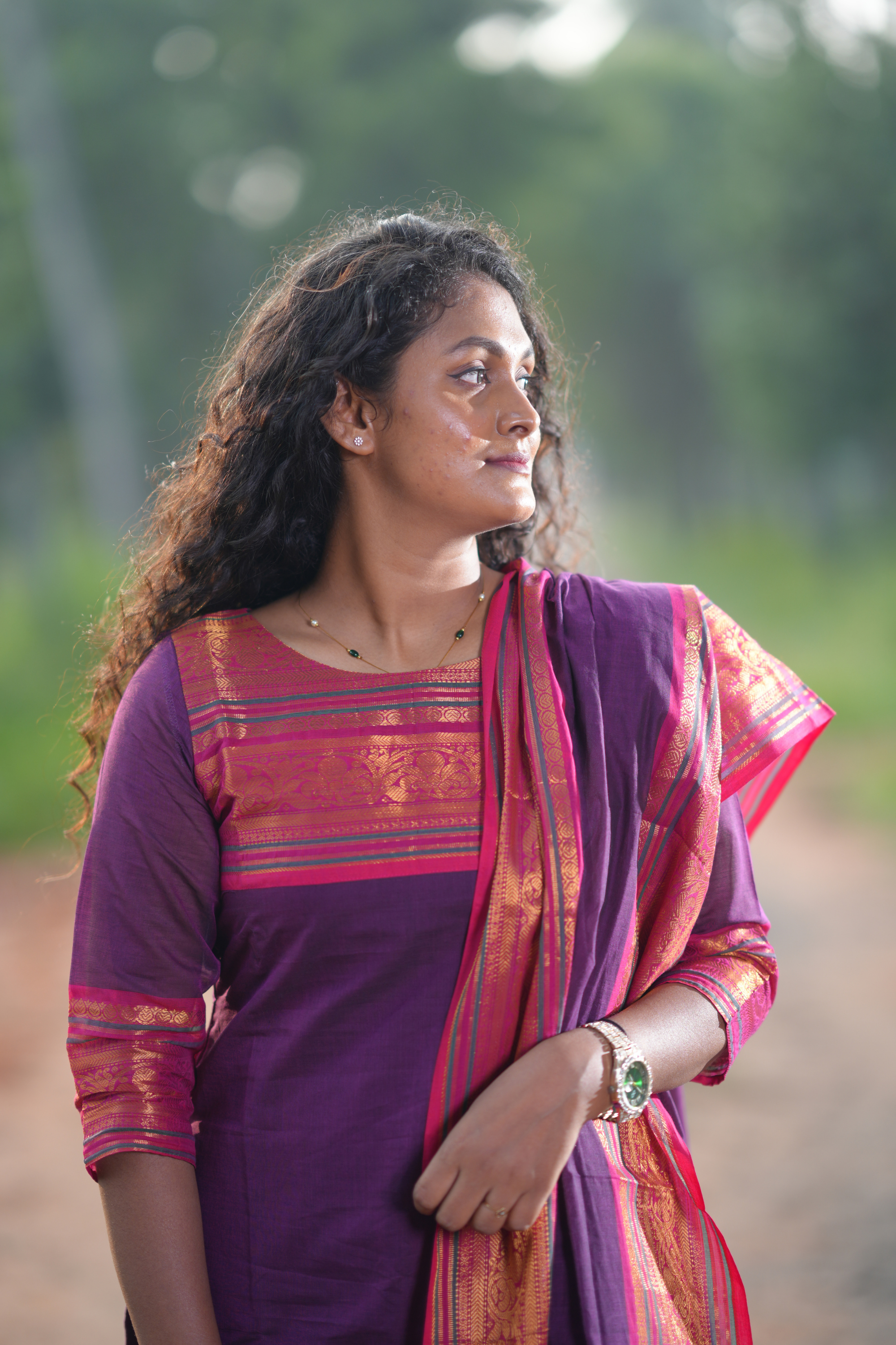 Premium Purple Cotton Kurta and Dupatta Set