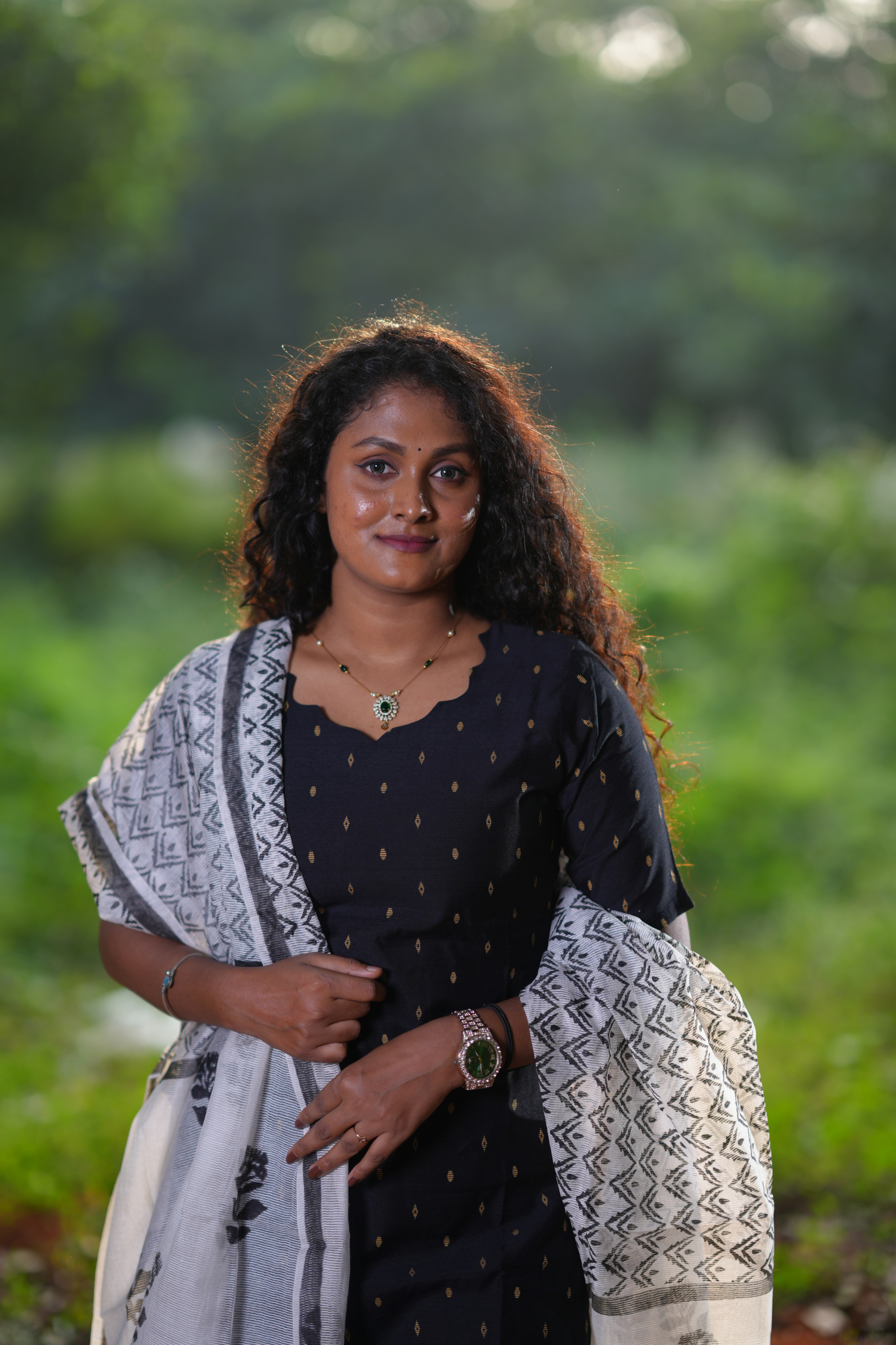 Black Raw Silk Salwar Set with Printed Dupatta