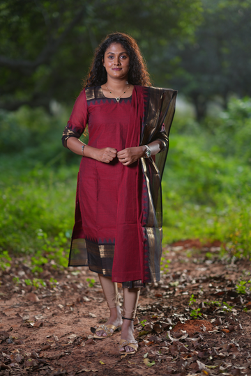 Premium Maroon Cotton Kurta and Dupatta Set
