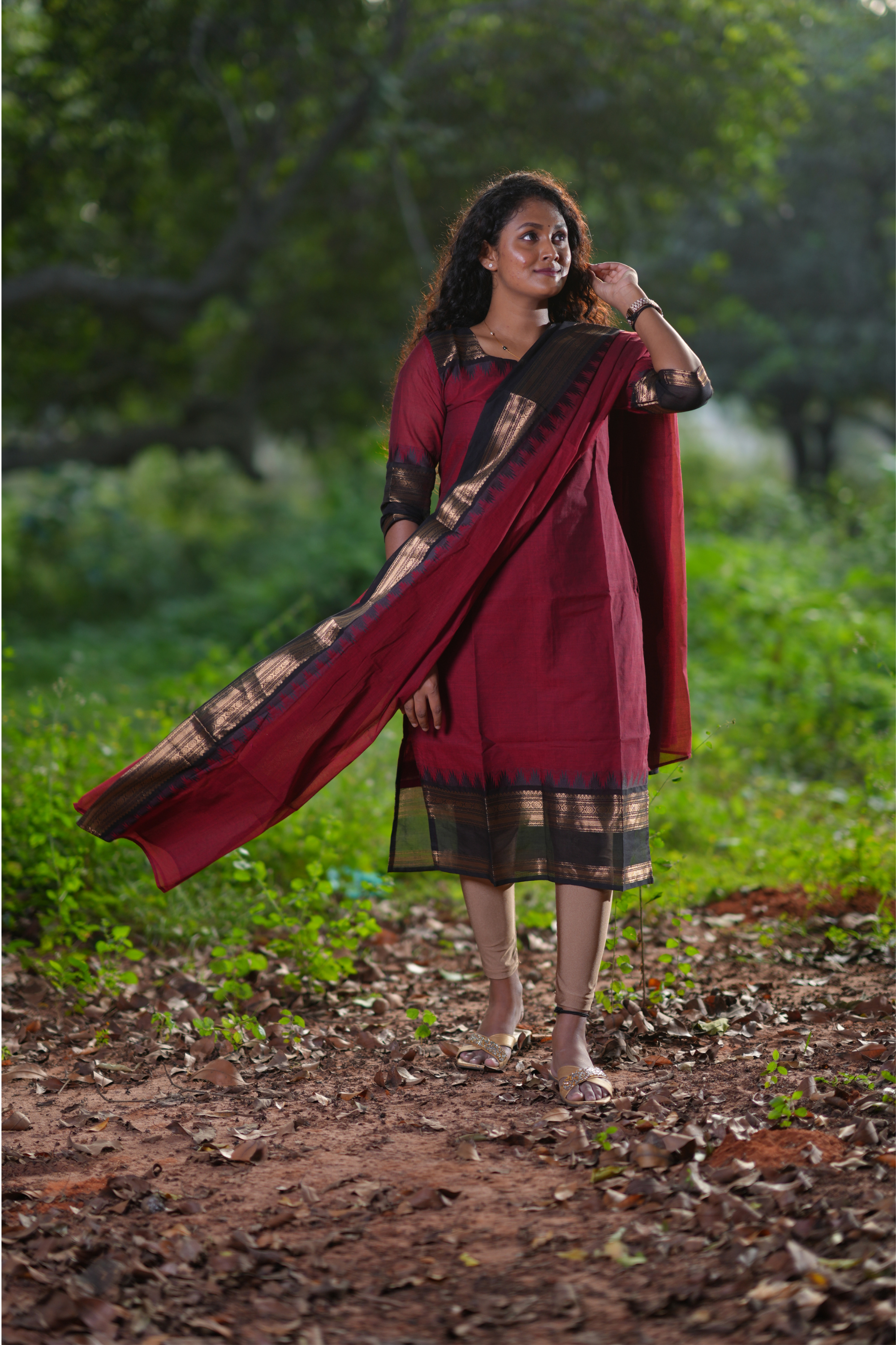 Premium Maroon Cotton Kurta and Dupatta Set