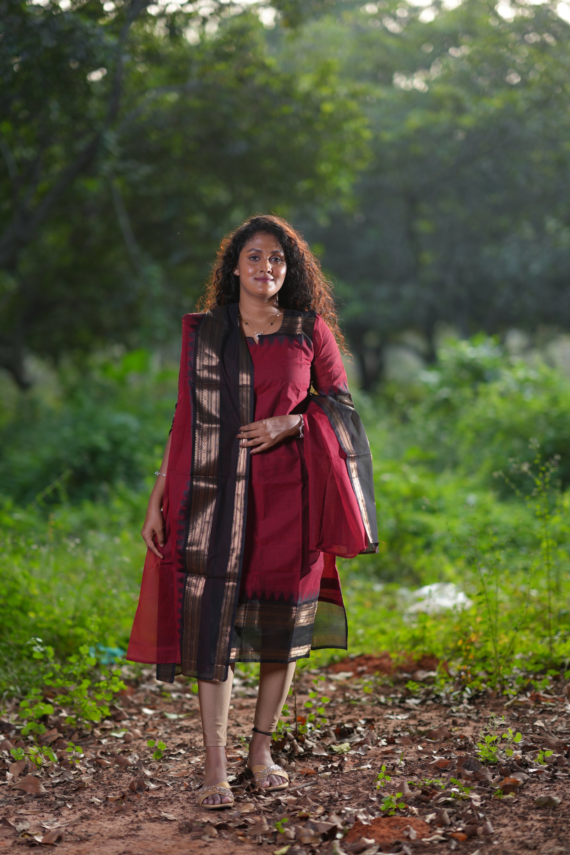Premium Maroon Cotton Kurta and Dupatta Set