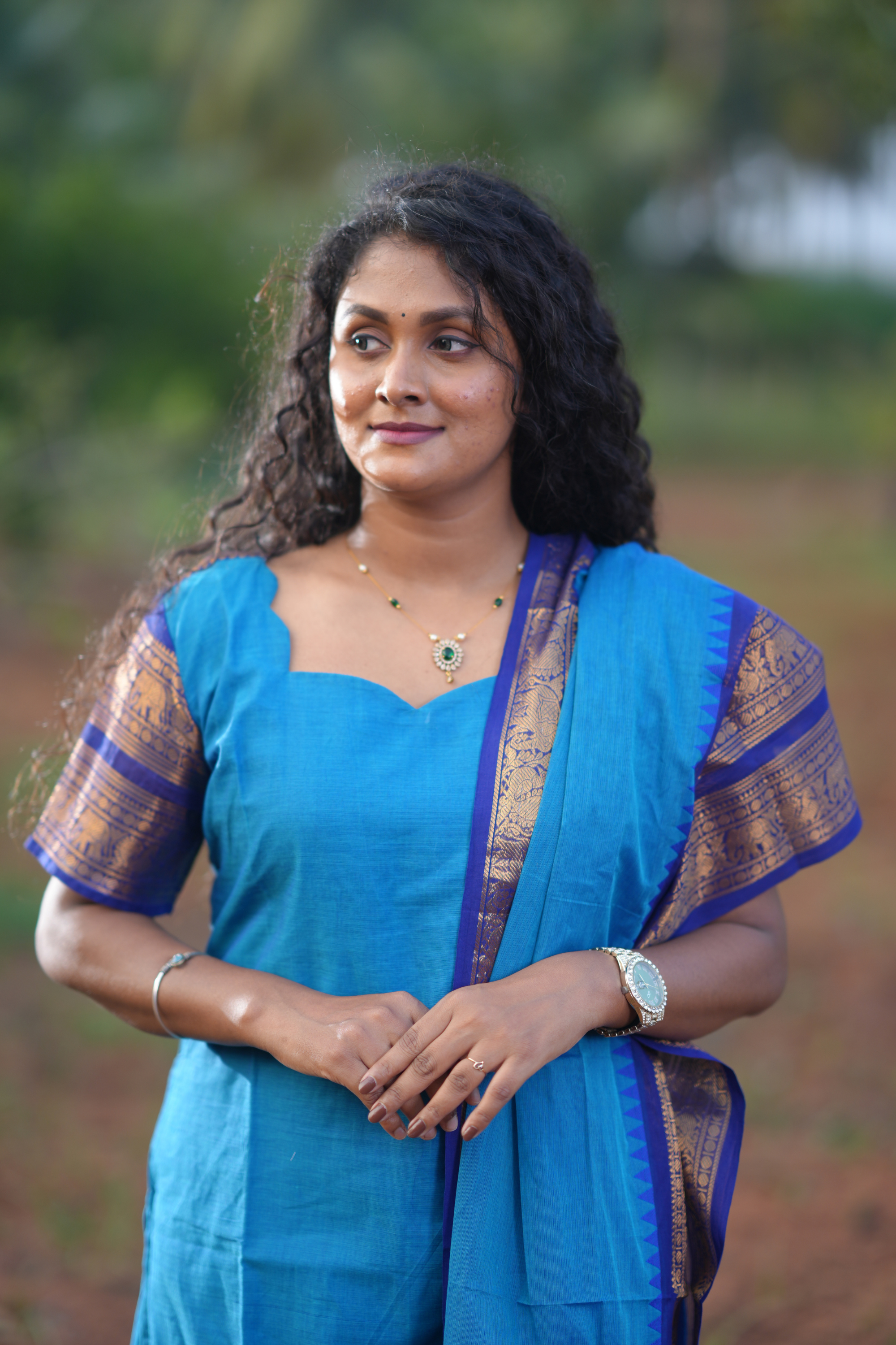 Blue Cotton Kurta with Matching Dupatta