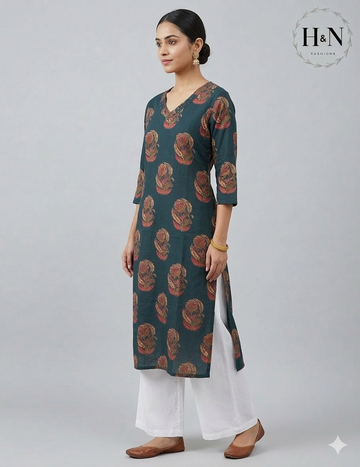 Deep Teal Straight-Cut Kurta