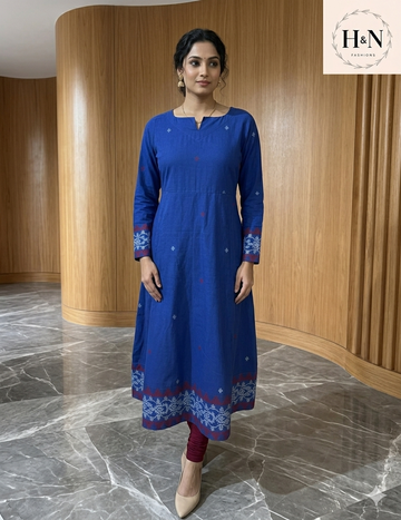 Blue Jamdani Cotton Kurta
