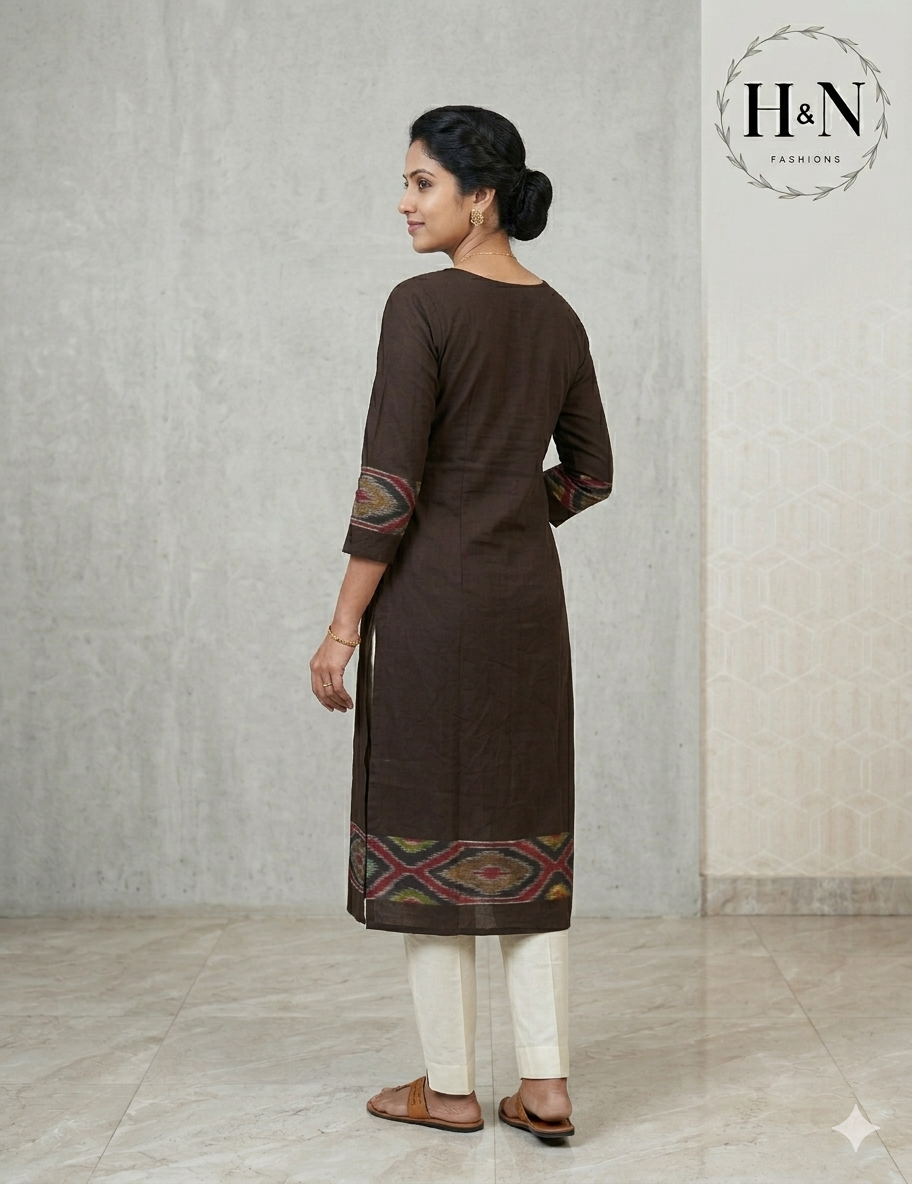 Brown Cotton Kurta