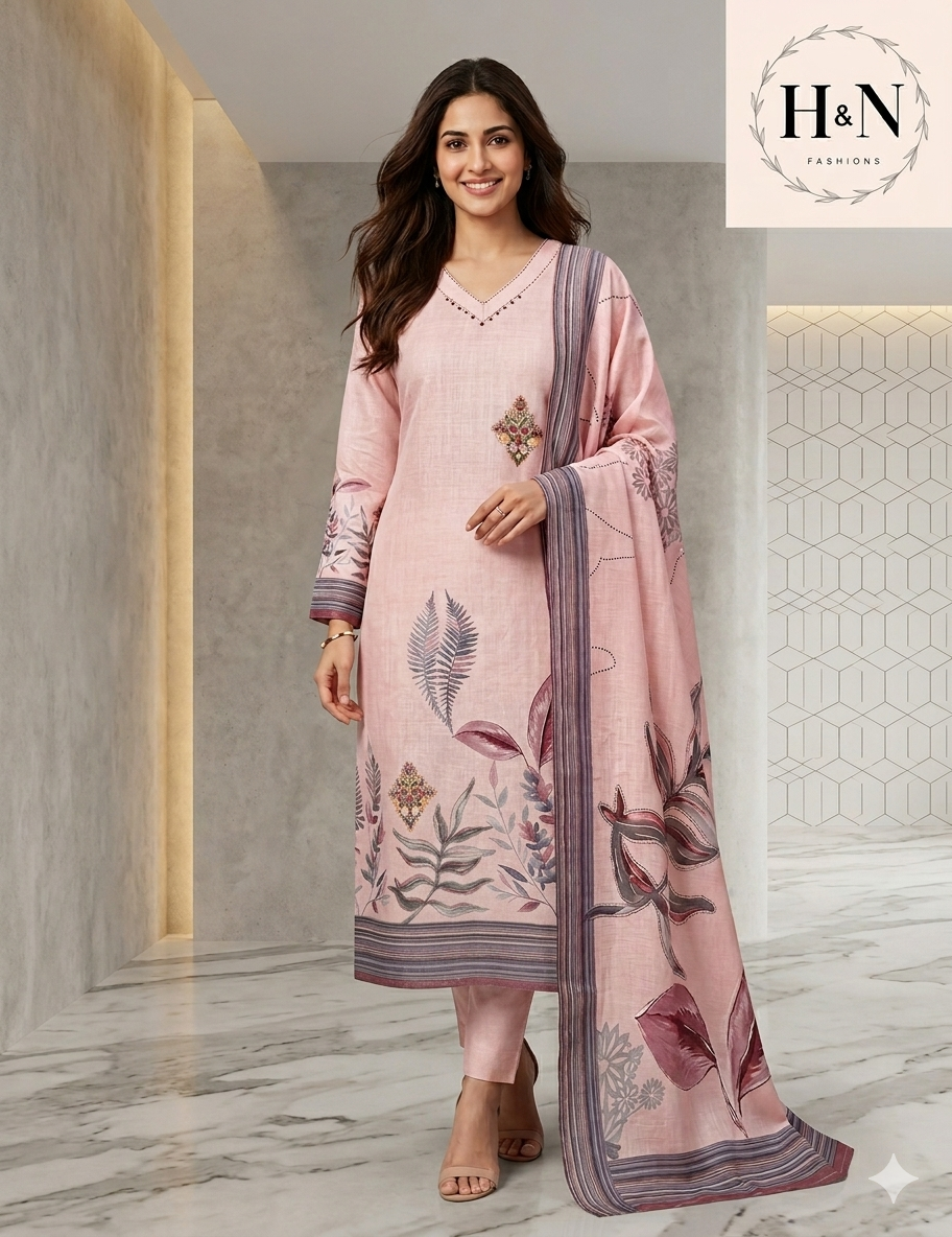Pink Cotton Linen Salwar Set