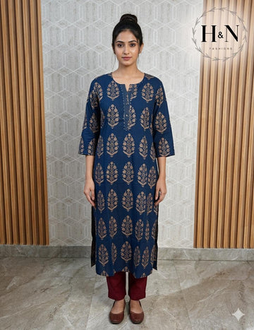 Blue  Printed Kurta