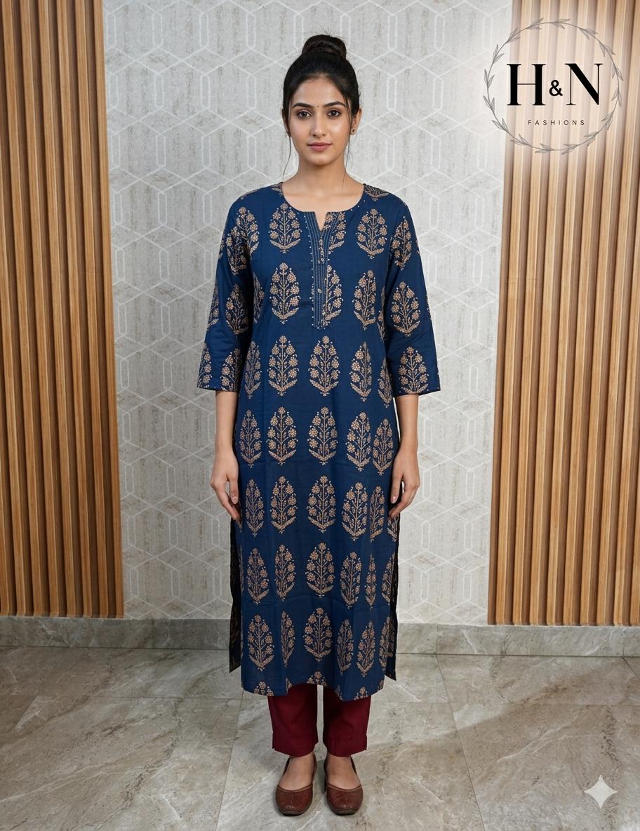 Blue  Printed Kurta