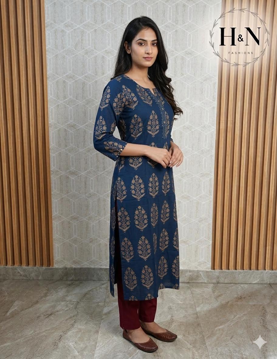 Blue  Printed Kurta