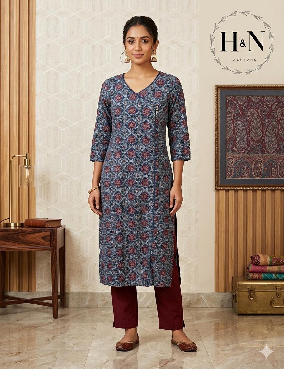 Blue Ajrakh Printed Kurta